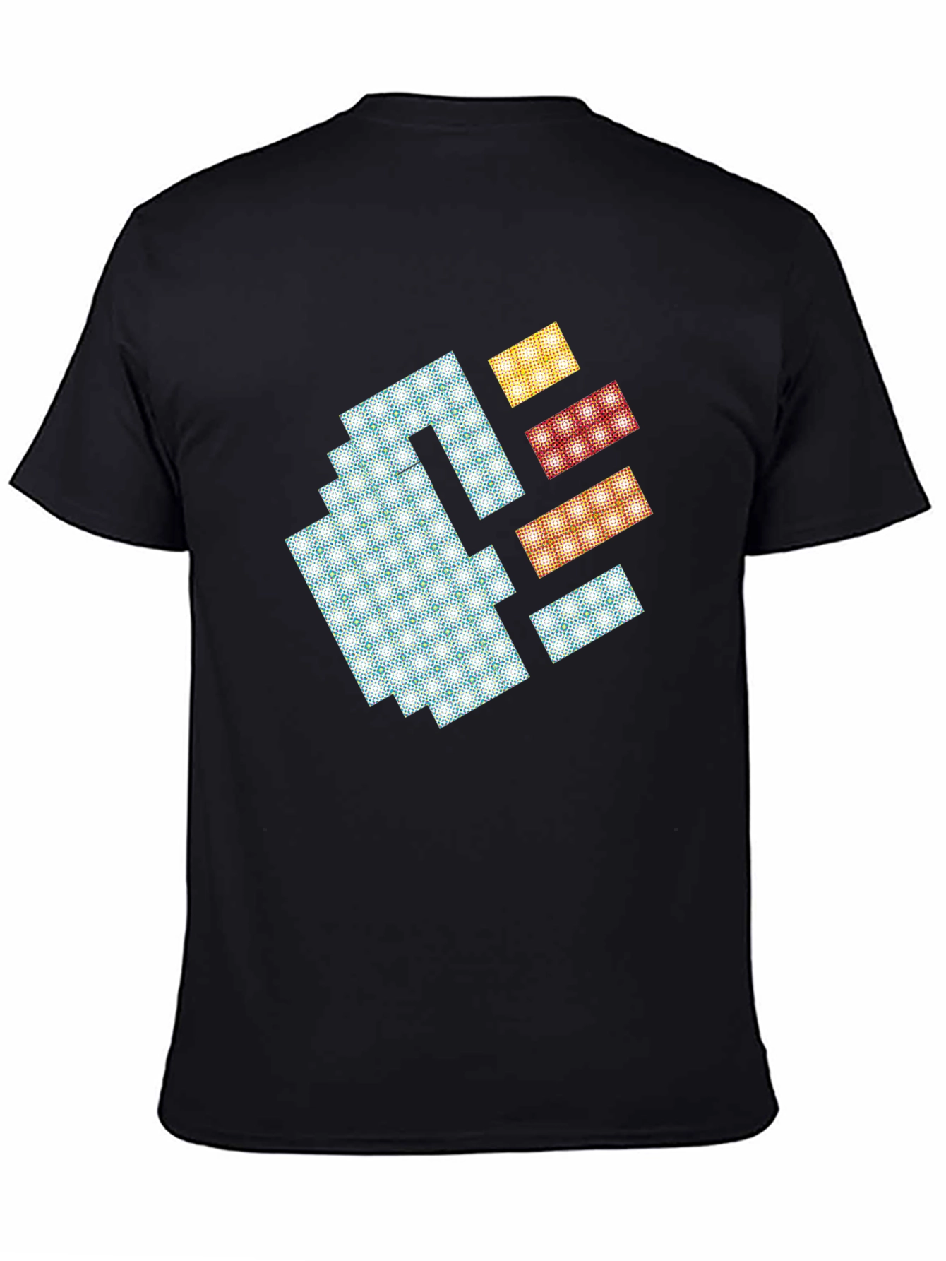 Black Pixel Art Fist Graphic Tee - Black Cotton Blend view 4