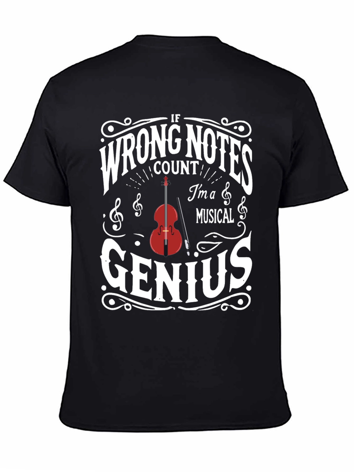 Black Musical Genius T-Shirt - Funny Musician Gift view 4