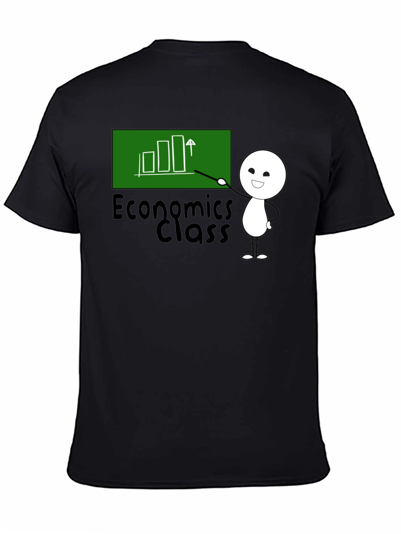 Black Economics Class T-Shirt - Cute Stick Figure view 4