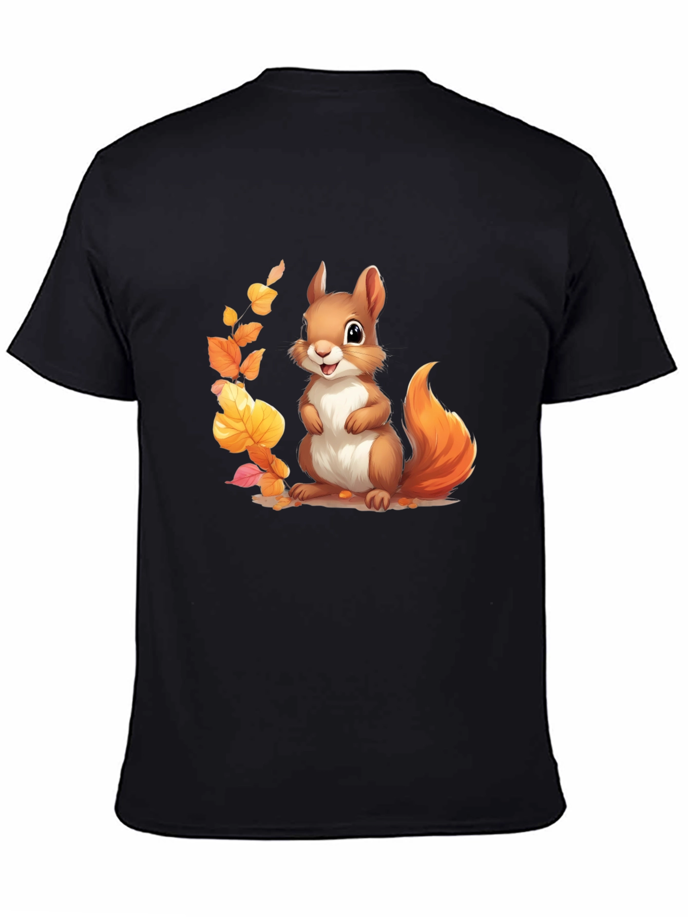 Black Cute Squirrel Graphic T-Shirt - Unisex view 4