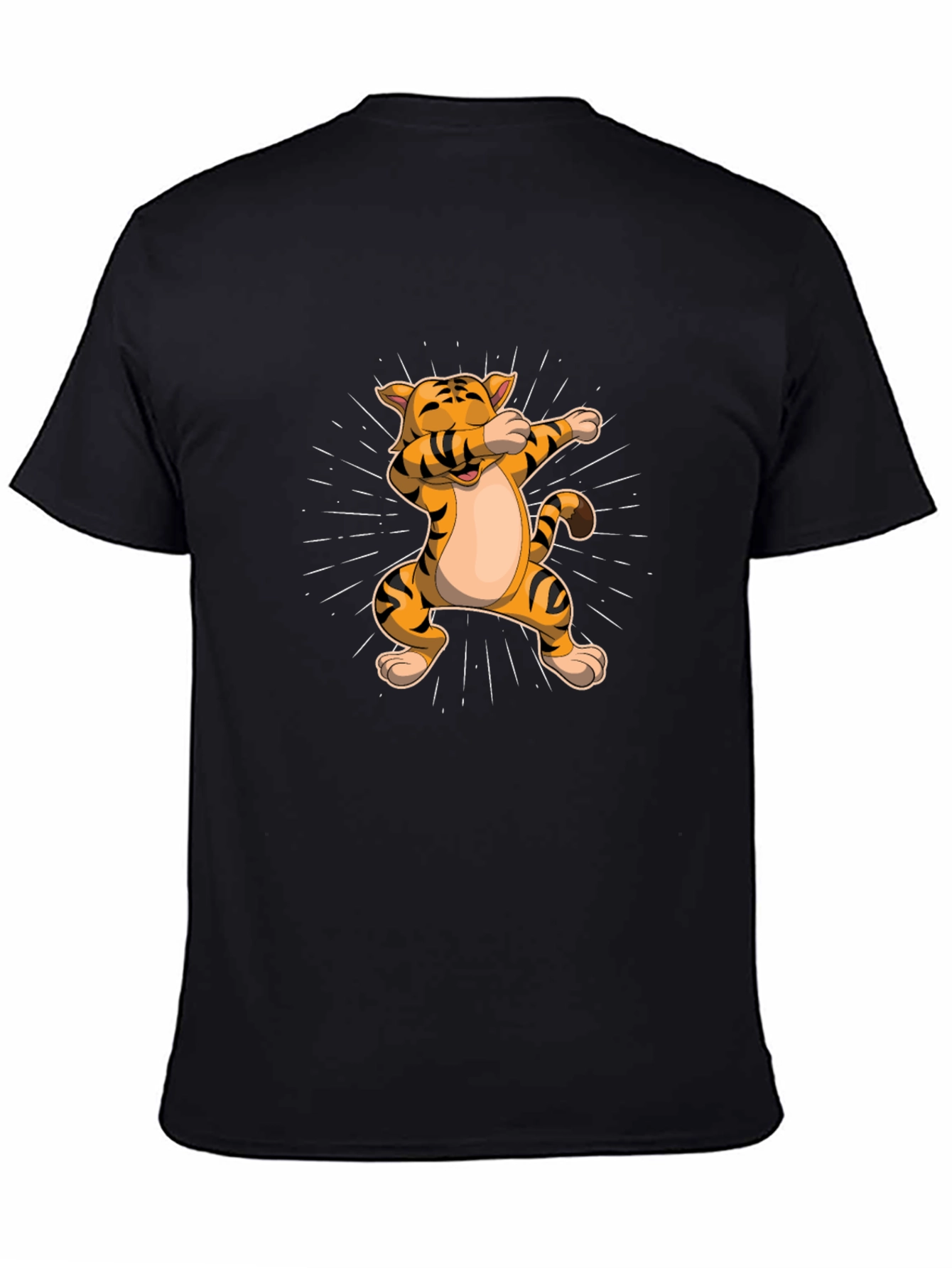 Black Dabbing Tiger Graphic Tee - Trendy Black T-Shirt view 4