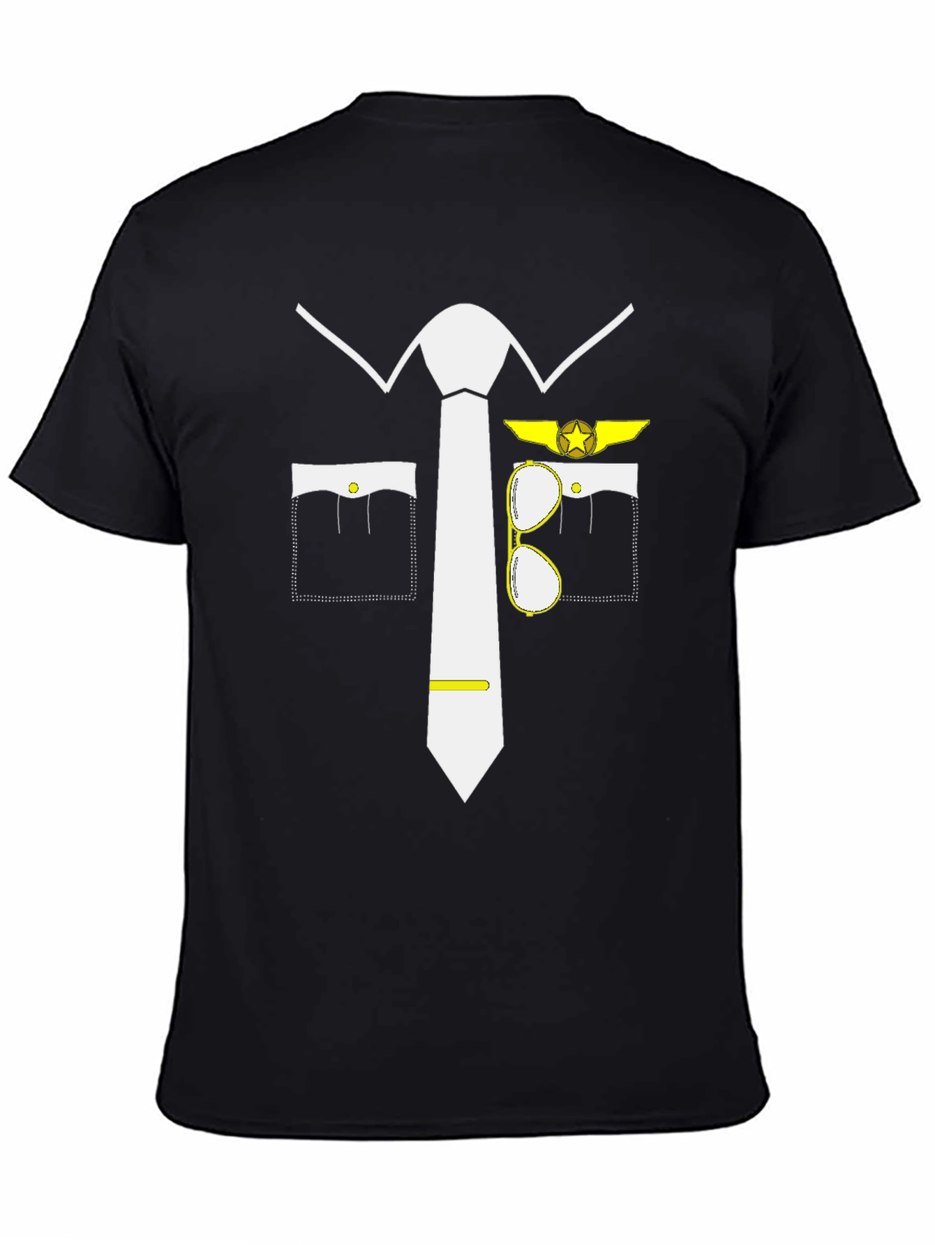 Black Pilot Costume T-Shirt - Fun Aviation Tee view 4
