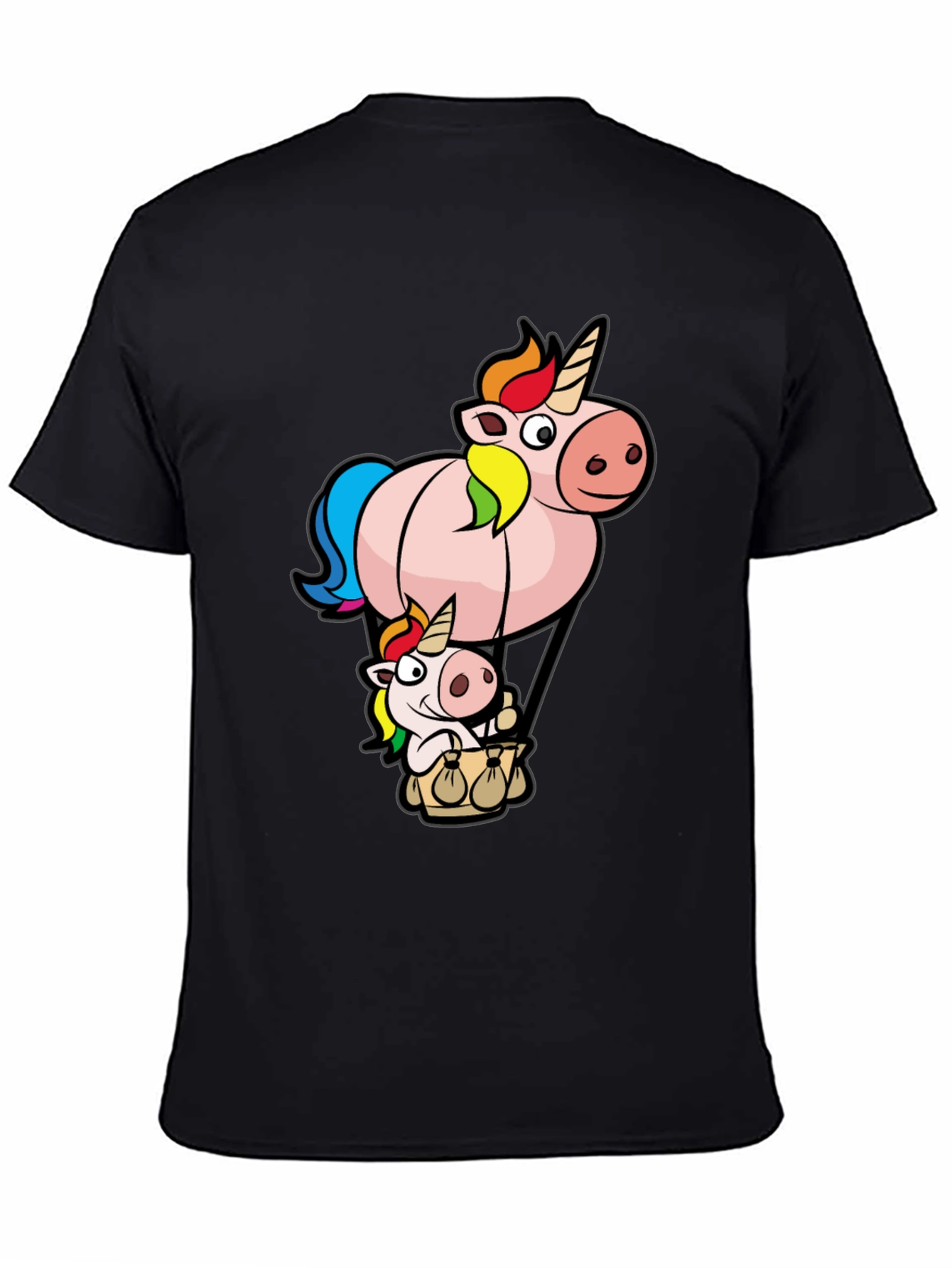 Black Unicorn Hot Air Balloon Graphic T-Shirt view 4