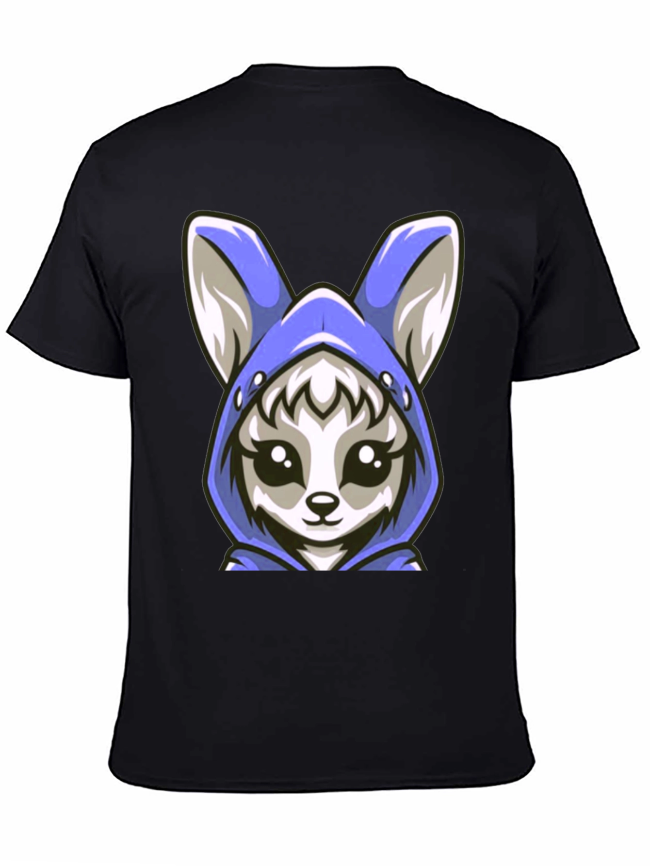 Black Cute Kawaii Fox Hoodie T-Shirt view 4