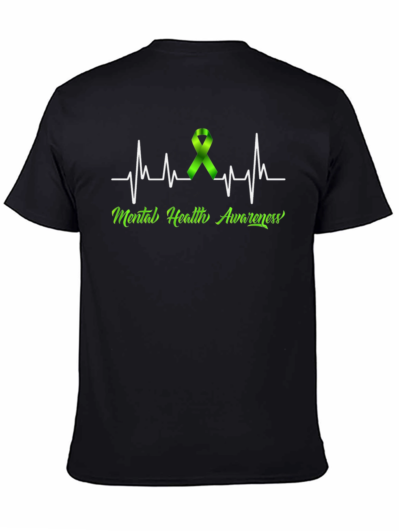 Black Mental Health Awareness Heartbeat T-Shirt view 4