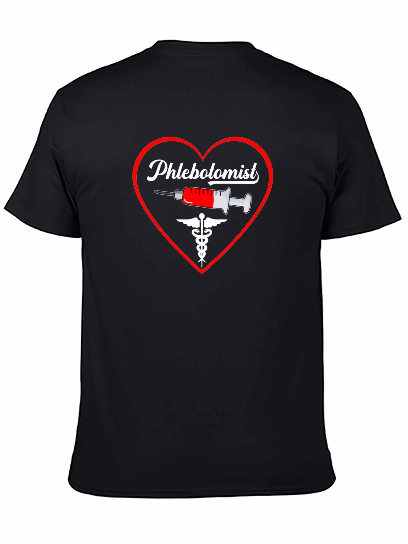 Black Phlebotomist Heart Graphic T-Shirt view 4