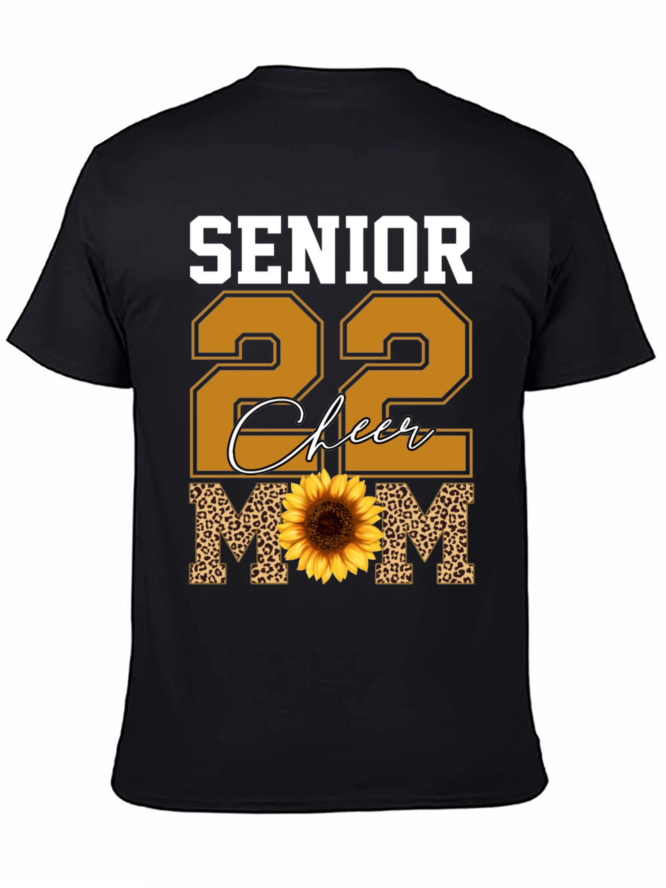 Black Senior 22 Cheer Mom Sunflower T-Shirt view 4