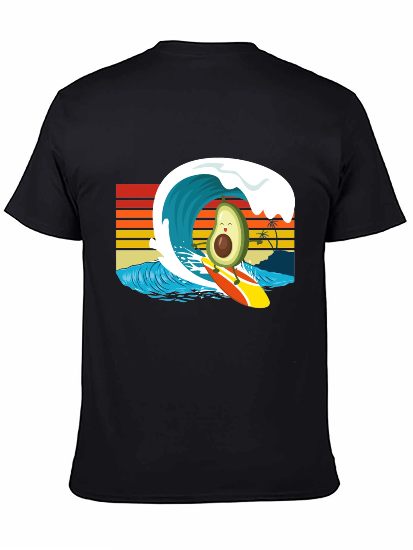 Black Surfing Avocado Graphic Tee view 4