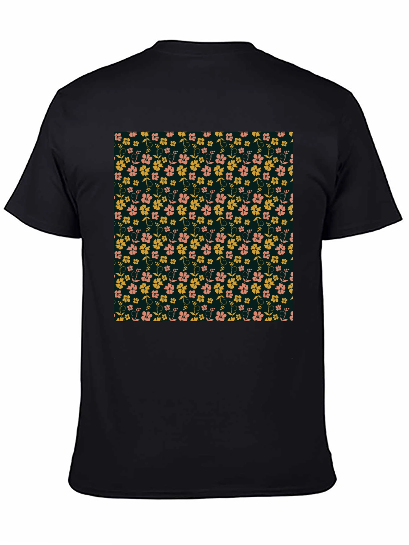 Black Floral Print T-Shirt - Stylish Casual Wear view 4