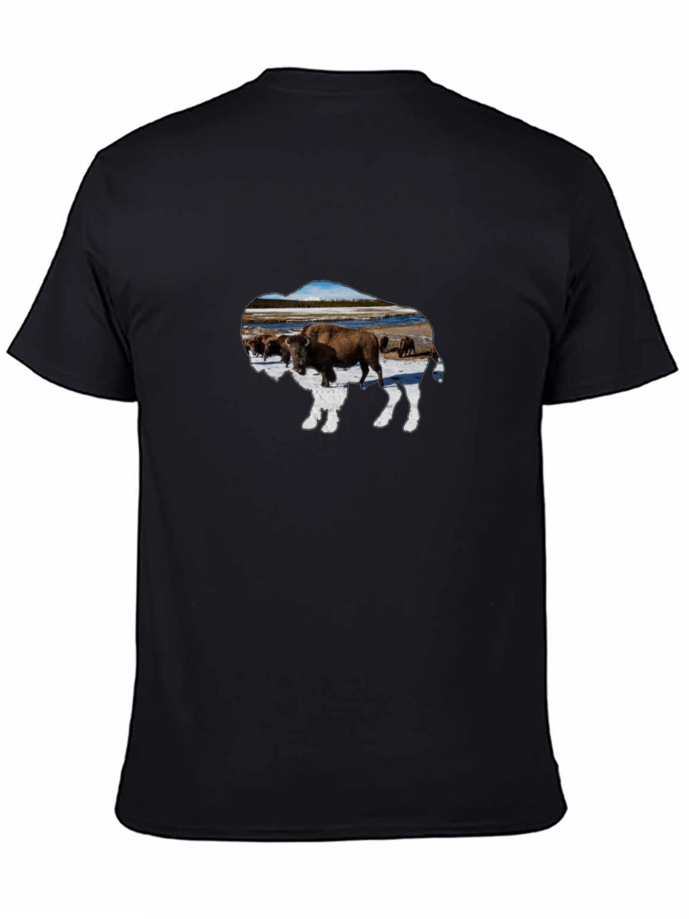 Black Buffalo Herd Graphic Tee - Black Cotton Casual Shirt view 4