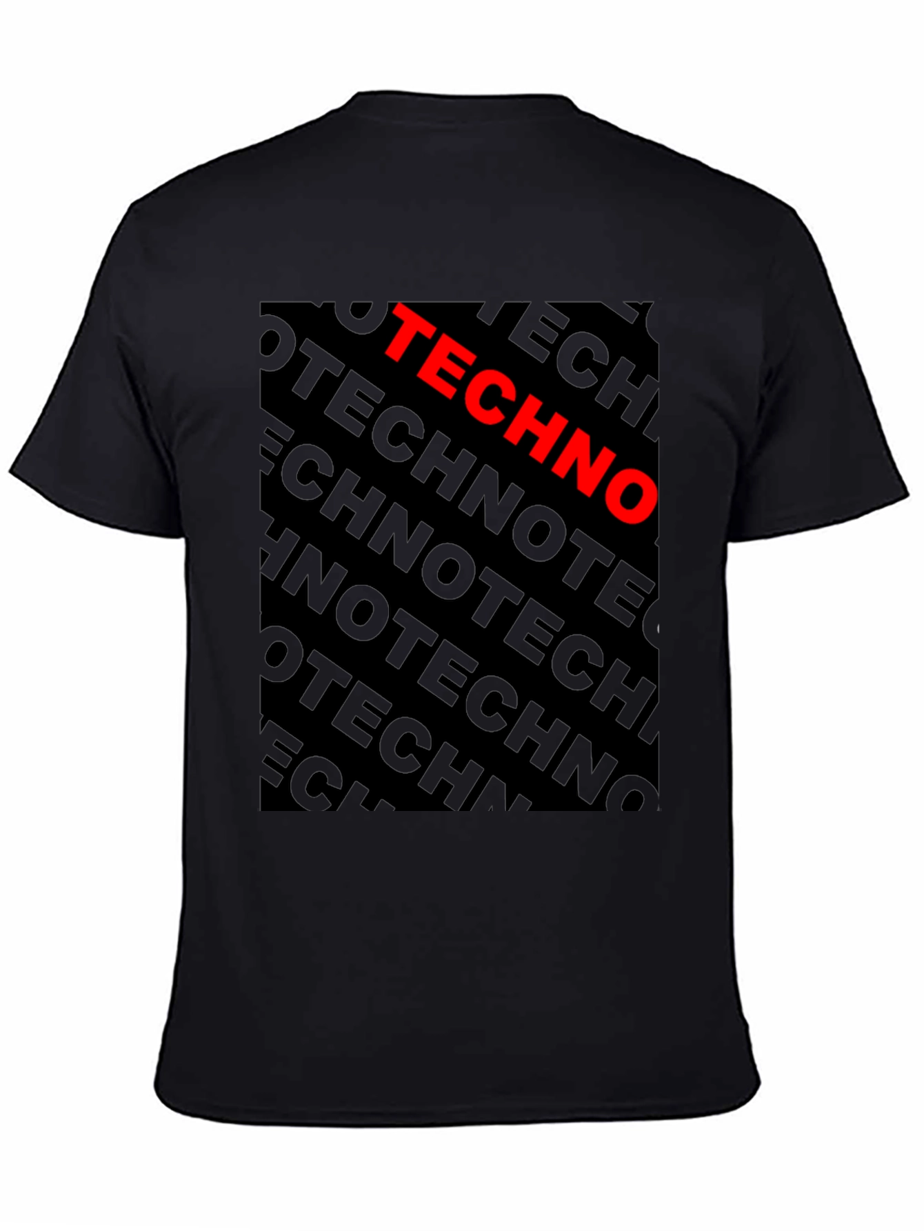 Black Techno Bold Graphic Black T-Shirt view 4