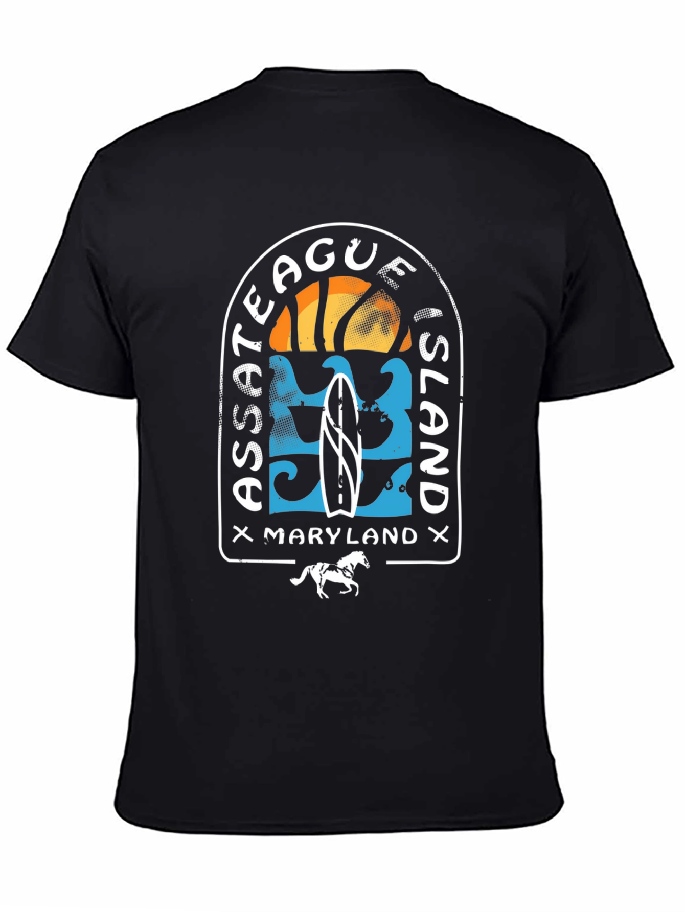 Black Assateague Island Maryland Graphic T-Shirt view 4