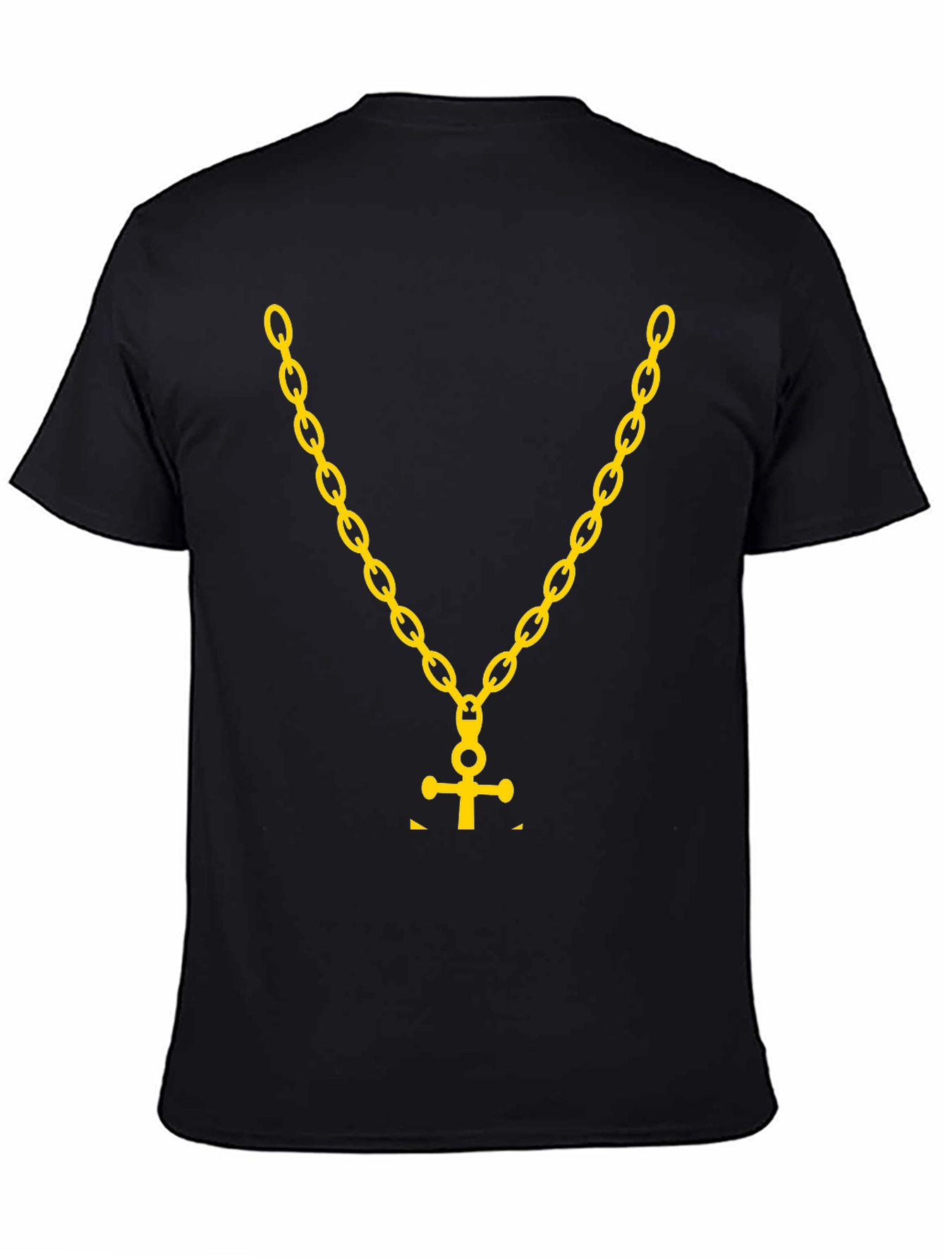Black Black T-Shirt with Gold Chain Anchor Graphic view 4