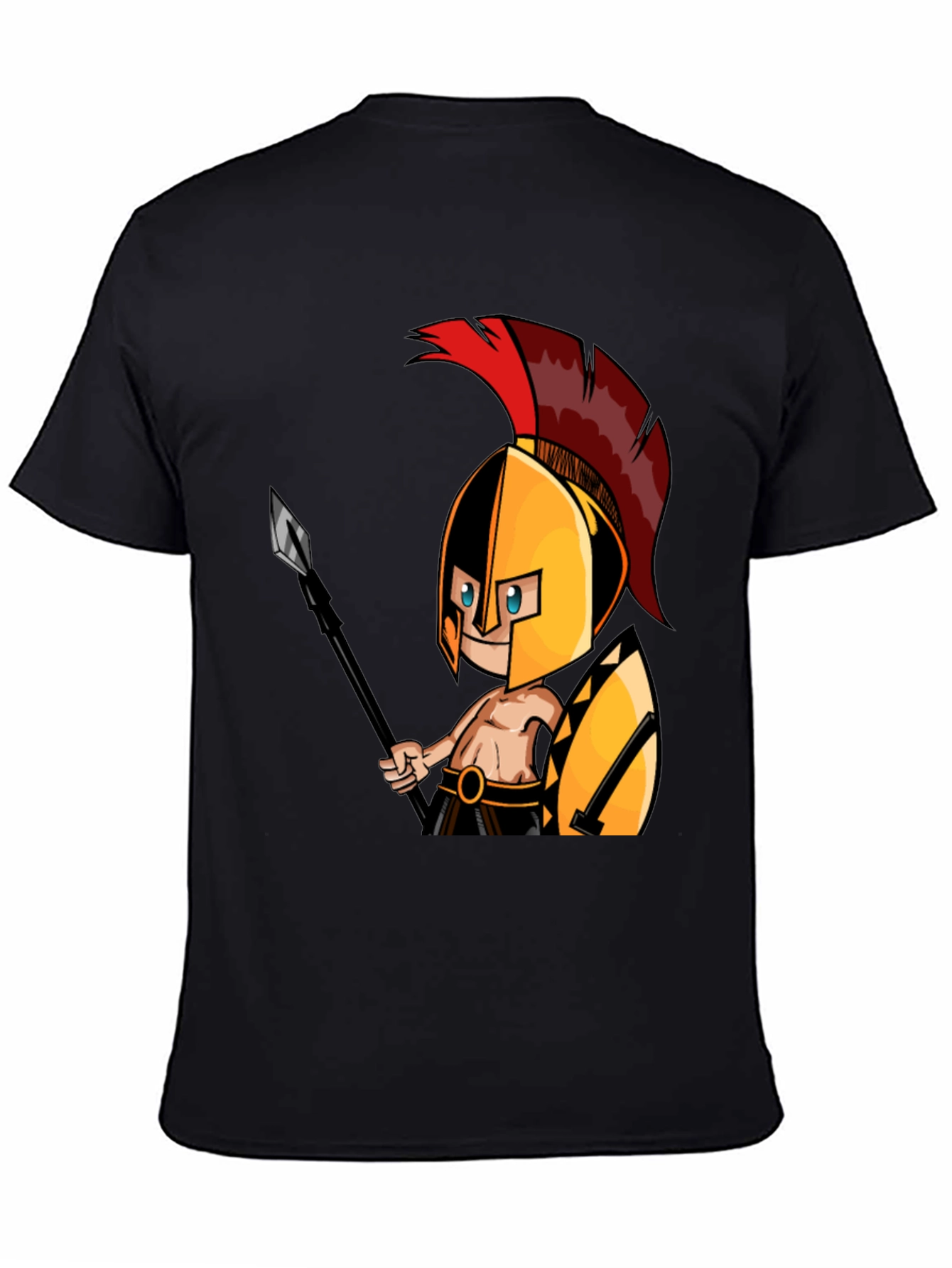 Black Spartan Warrior Graphic Tee - Black Cotton T-Shirt view 4