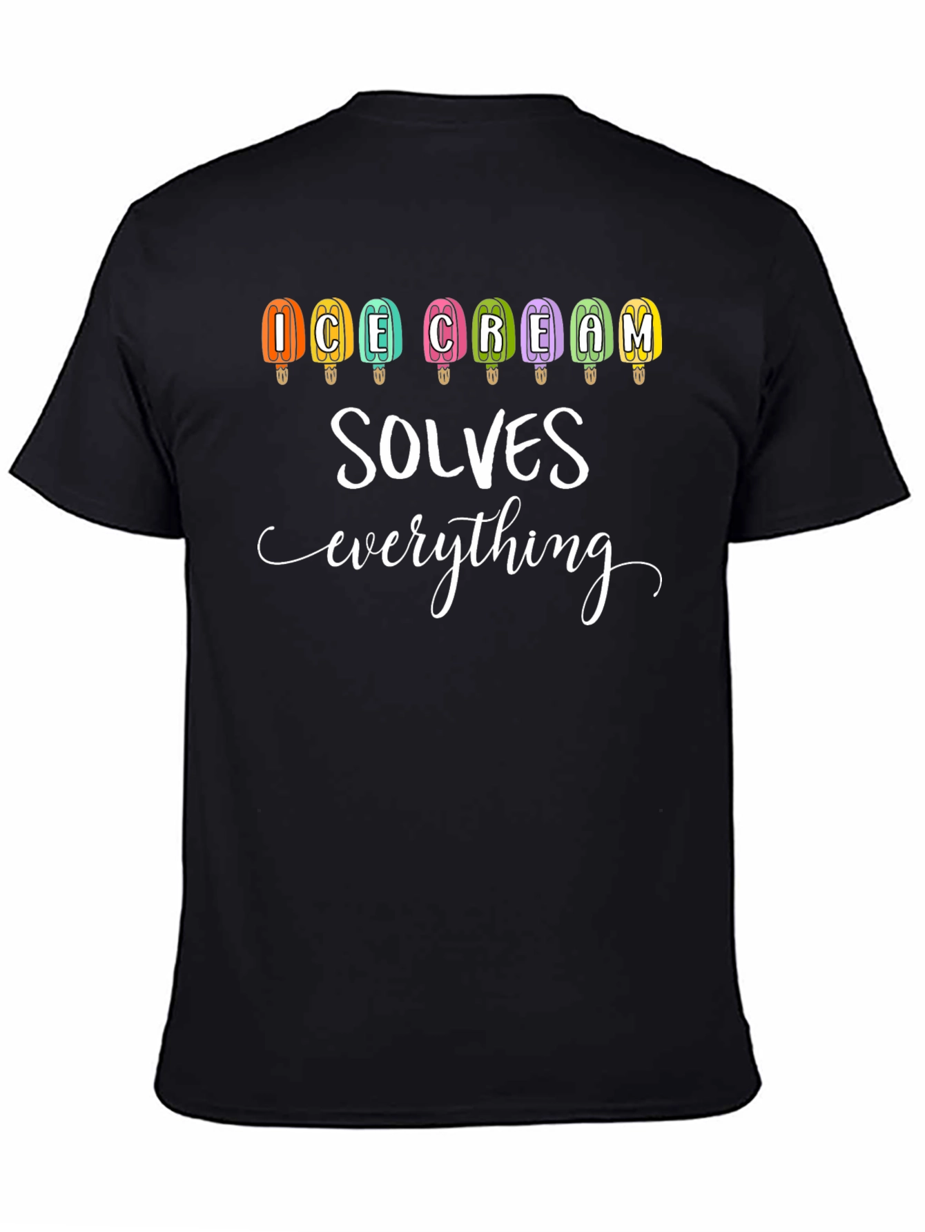 Black Ice Cream Solves Everything Graphic Tee - Black view 4