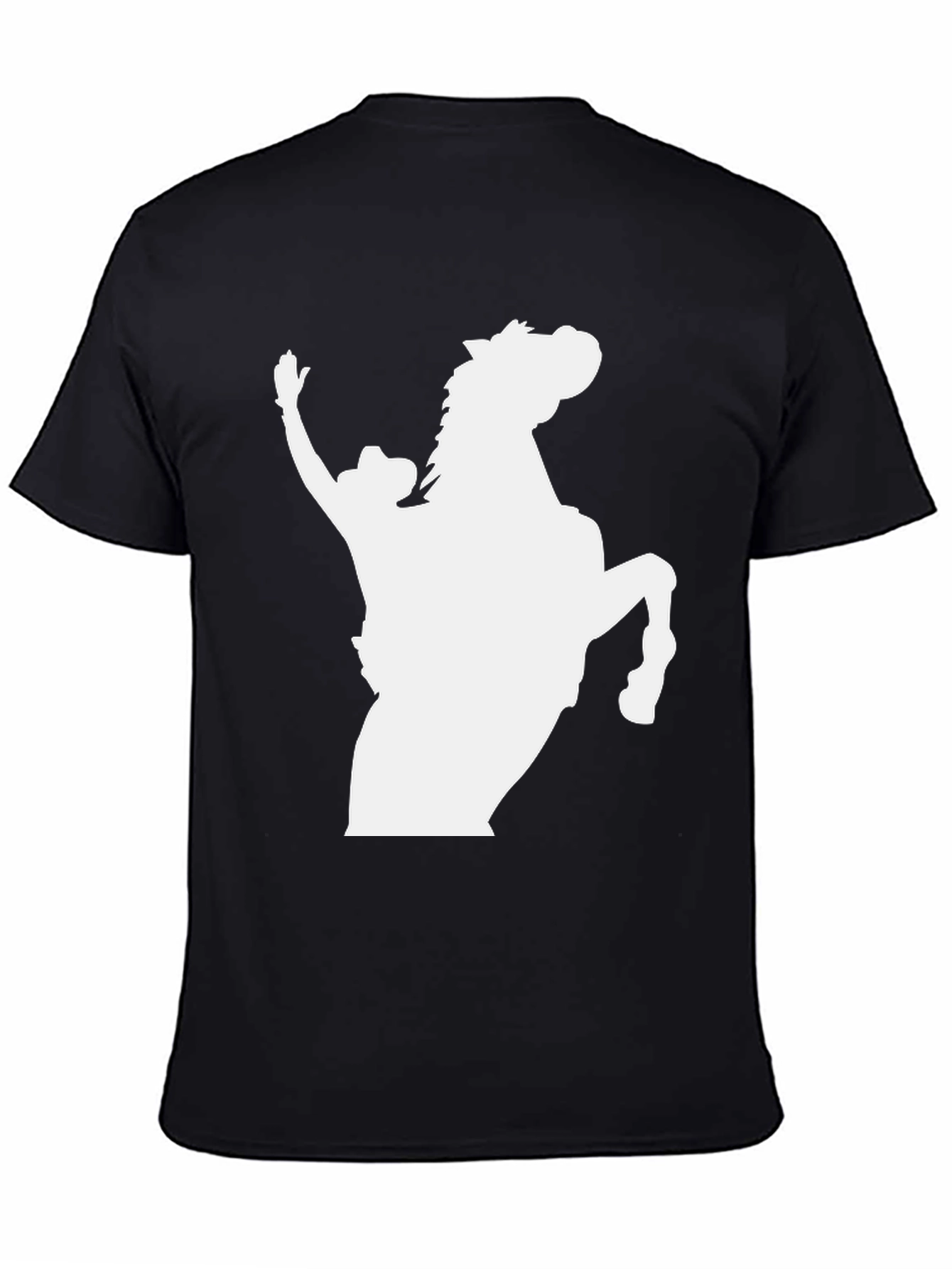 Black Cowboy Horse Graphic Tee - Black Cotton Blend T-Shirt view 4