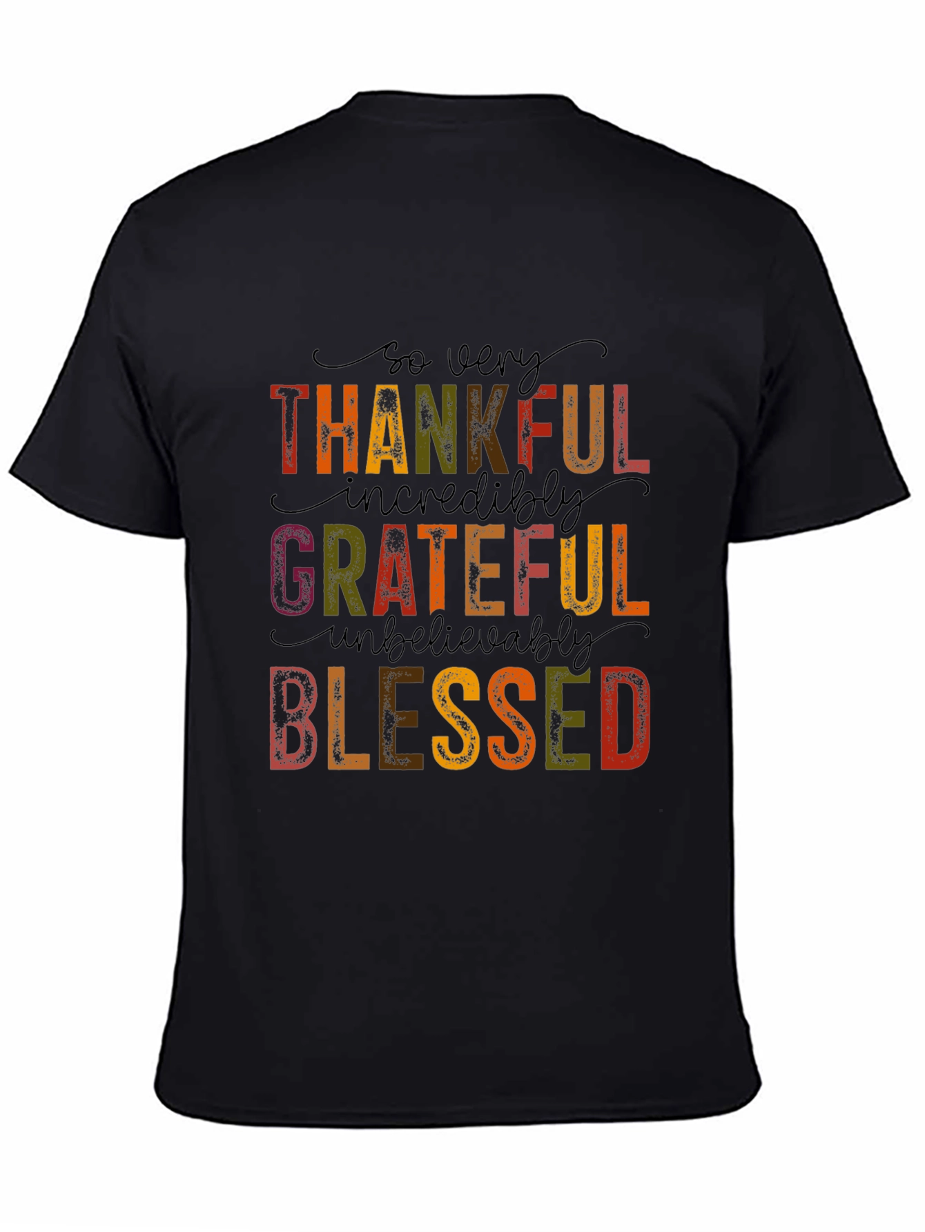 Black Thankful Grateful Blessed Graphic Tee view 4