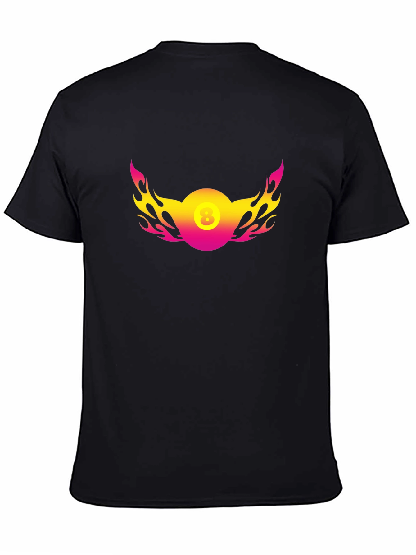 Black 8 Ball Flame Graphic Black T-Shirt view 4