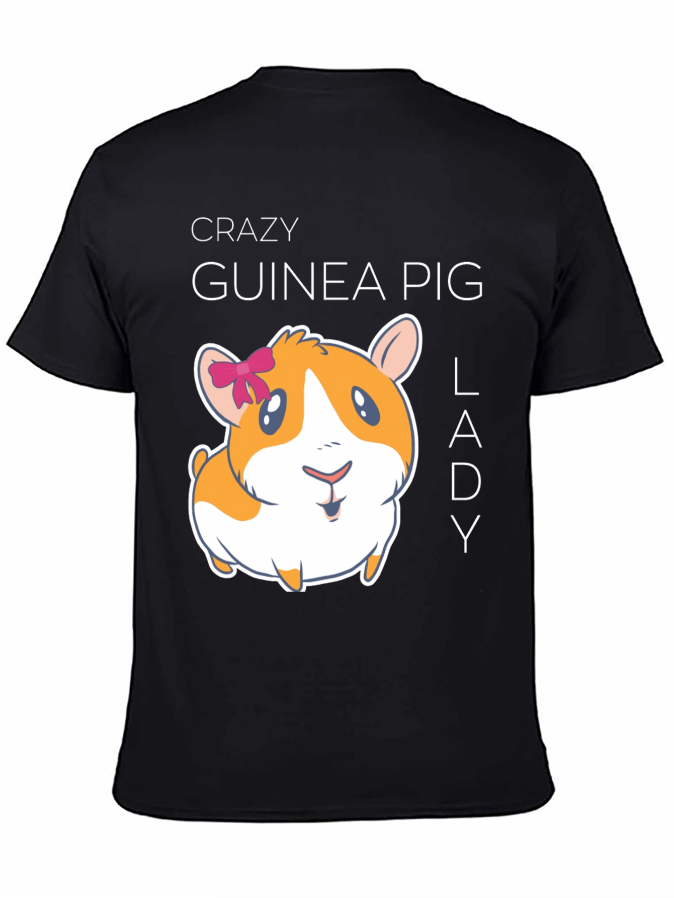 Black Crazy Guinea Pig Lady T-Shirt view 4