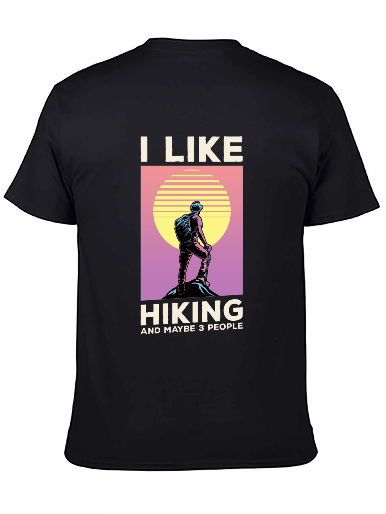 Black I Like Hiking T-Shirt - Funny Outdoor Adventure Tee view 4