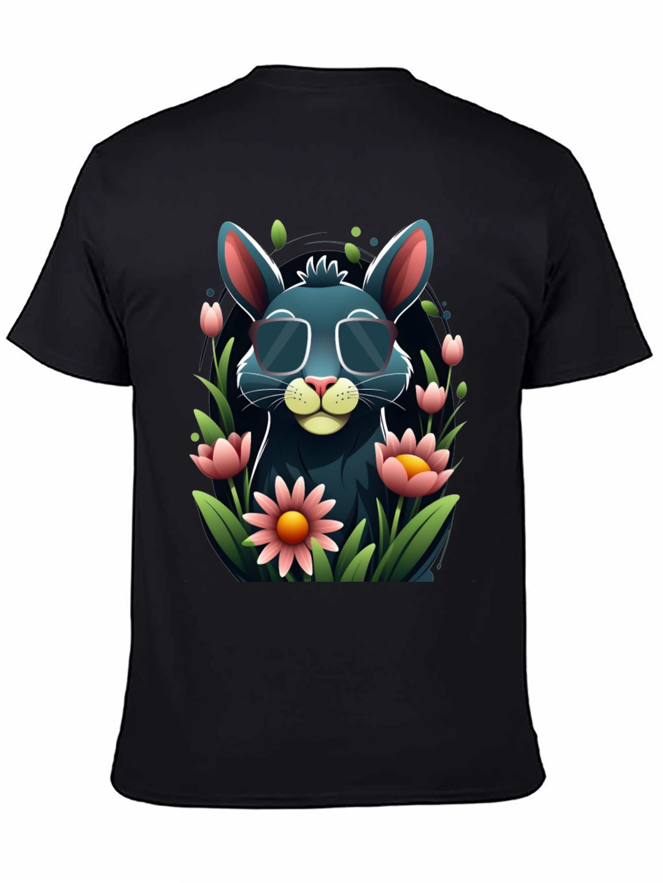 Black Cool Bunny in Shades Graphic Tee view 4