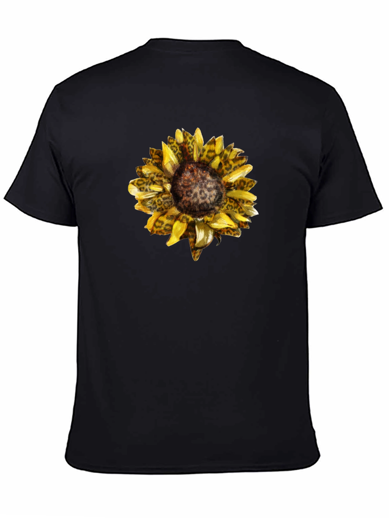 Black Sunflower Leopard Print Graphic Tee view 4