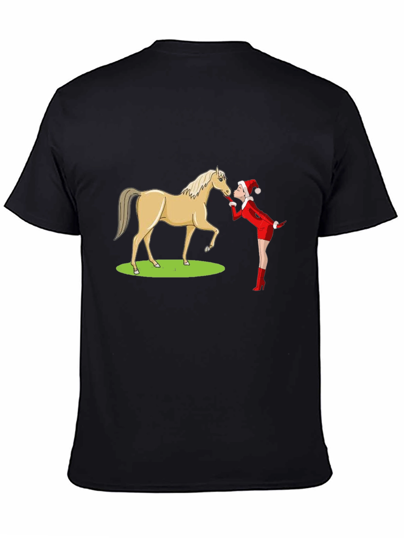 Black Horse Kissing T-Shirt - Funny Animal Graphic Tee view 4