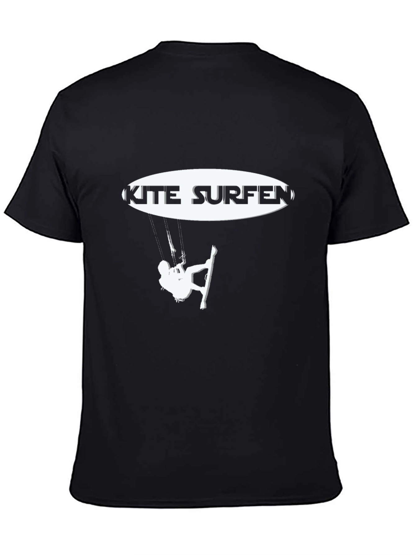 Black Kite Surfing Graphic Tee - Black Casual T-Shirt view 4