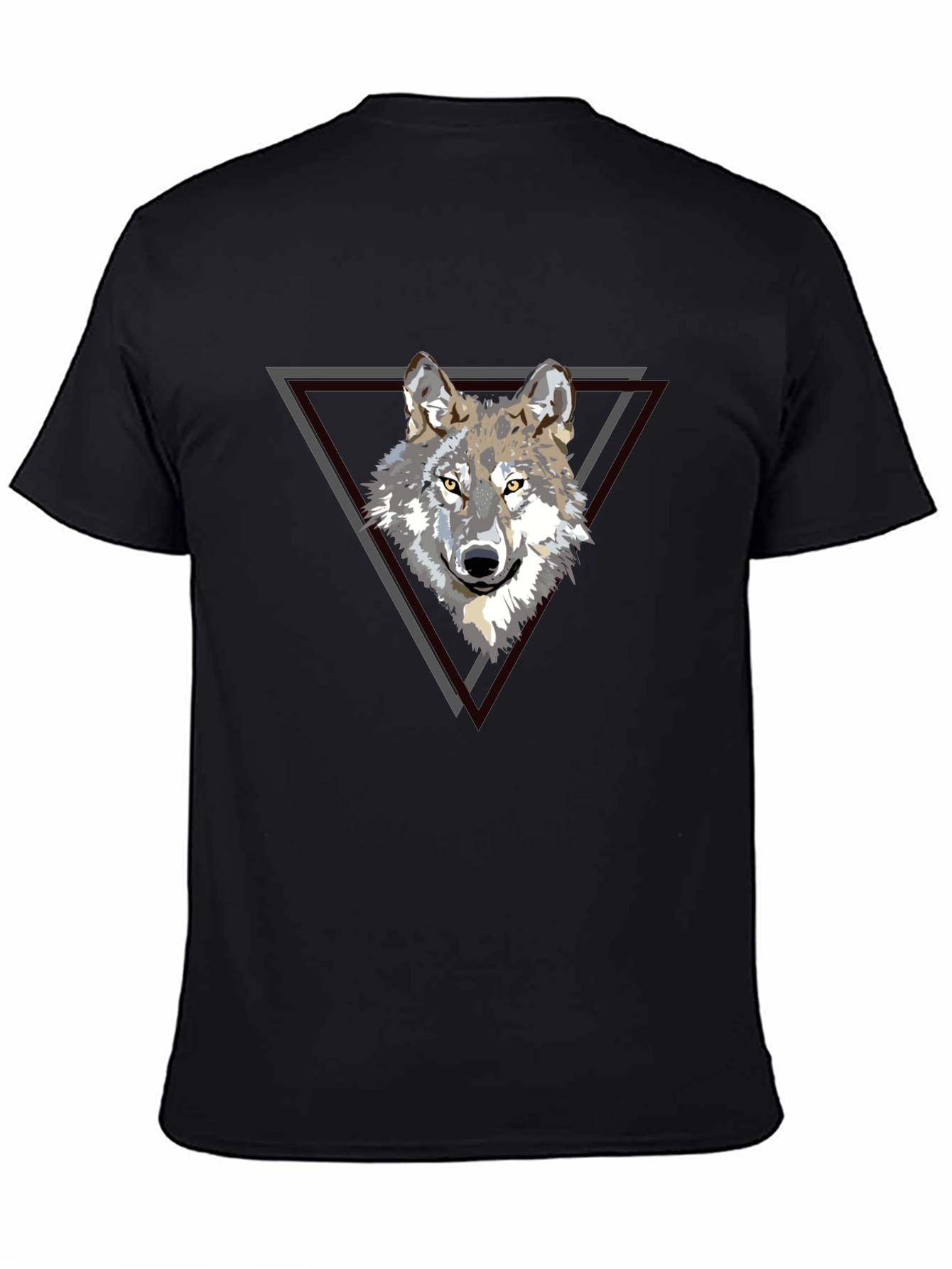 Black Wolf Triangle Graphic Print Tee - Black view 4