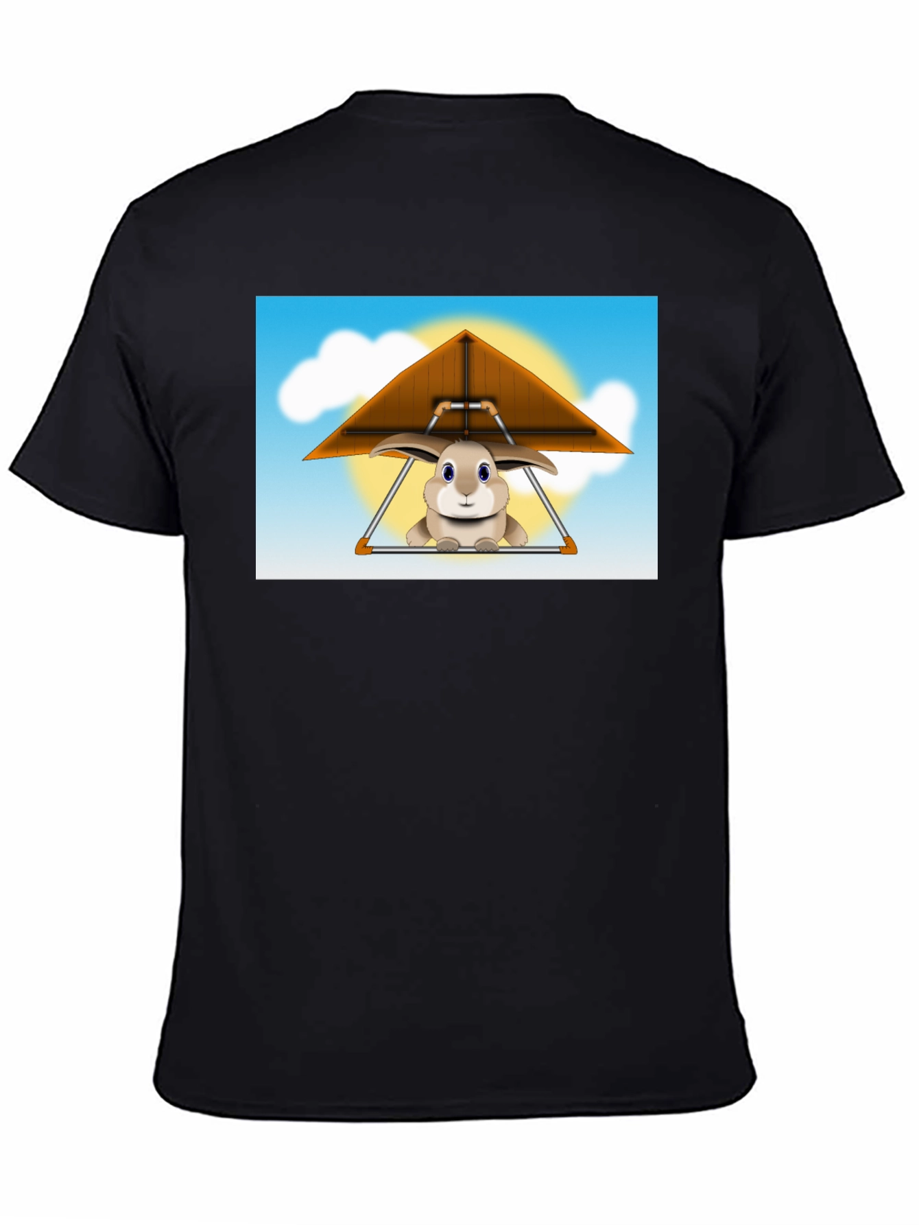 Black Bunny Hang Gliding Black T-Shirt view 4