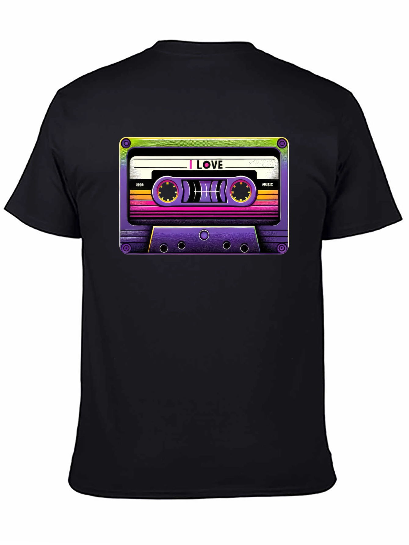 Black Retro Cassette Tape Graphic T-Shirt view 4