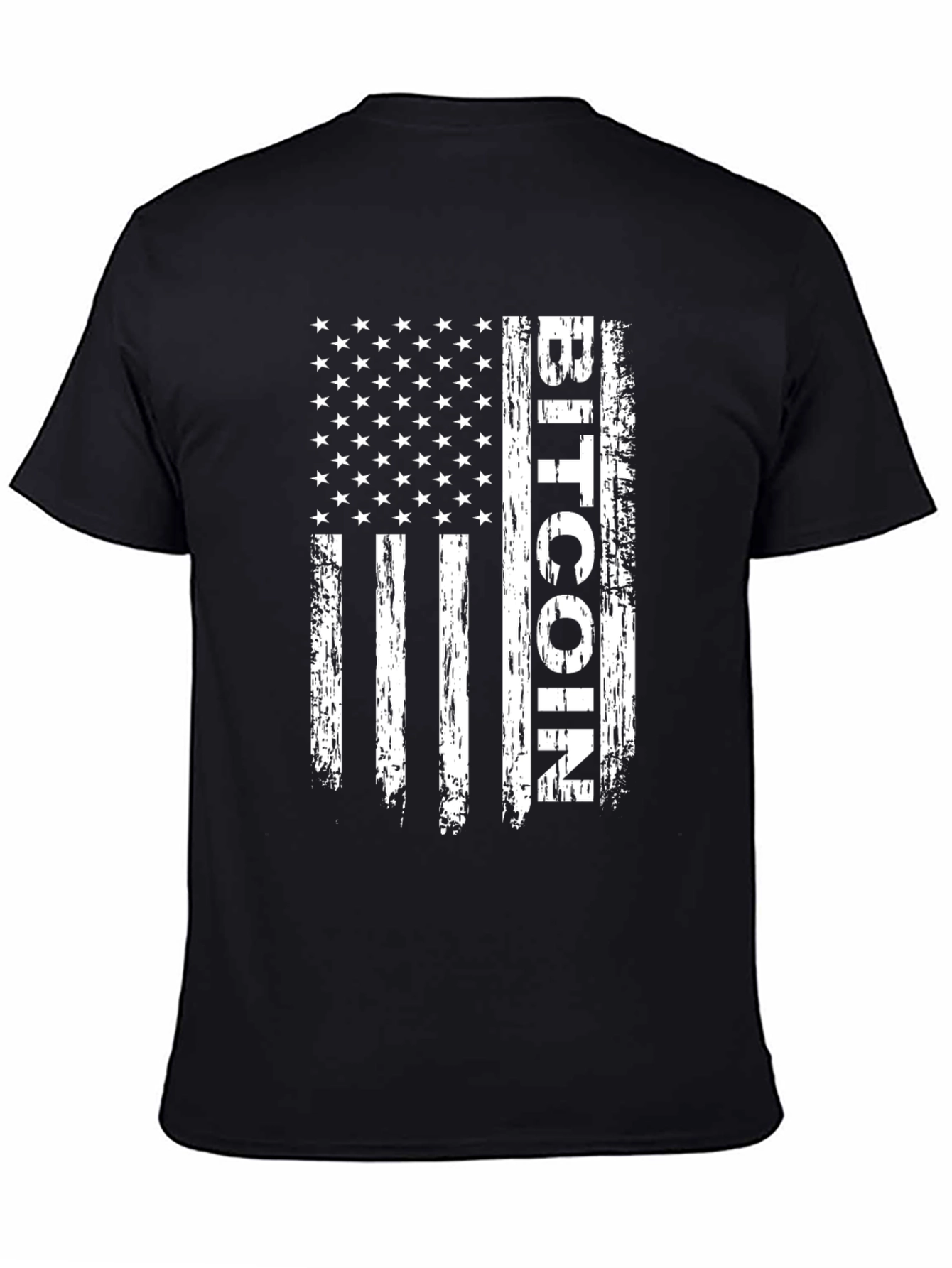 Black Bitcoin USA Flag T-Shirt - Crypto Patriot Tee view 4