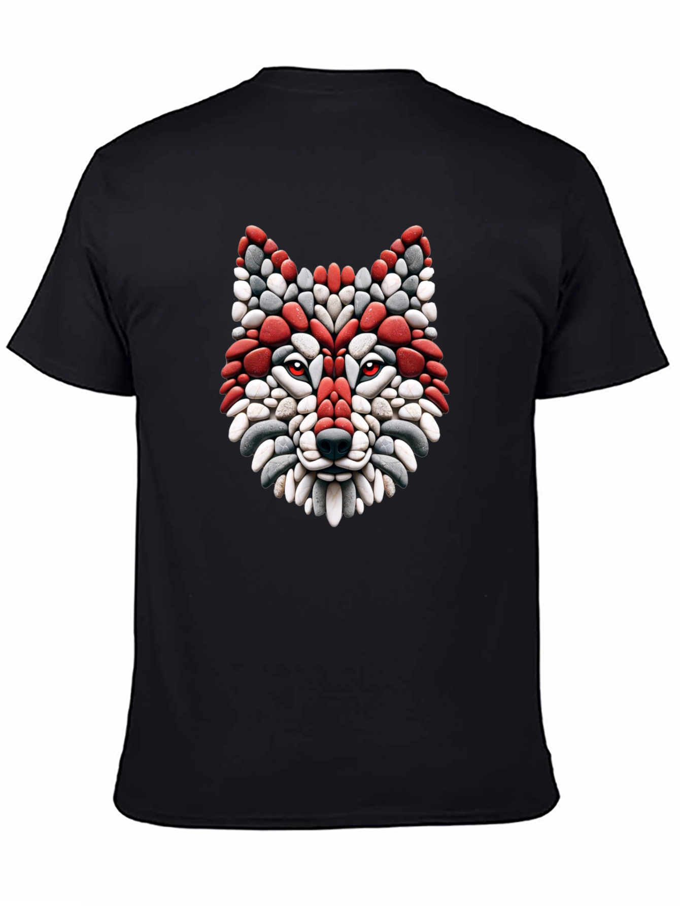 Black Wolf Mosaic Graphic Tee - Stylish Black T-Shirt view 4
