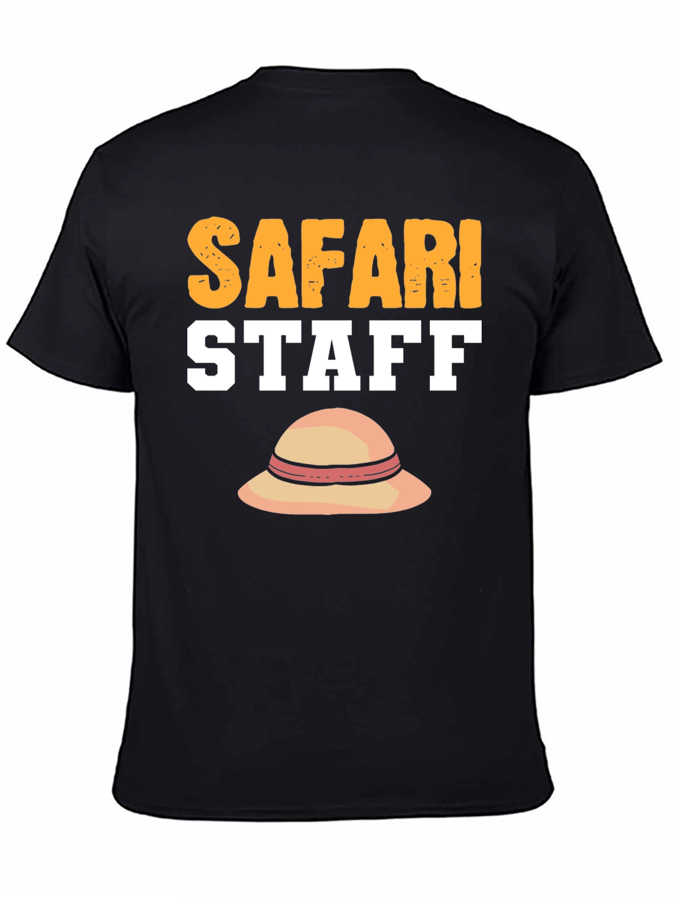 Black Safari Staff T-Shirt with Sun Hat Graphic view 4