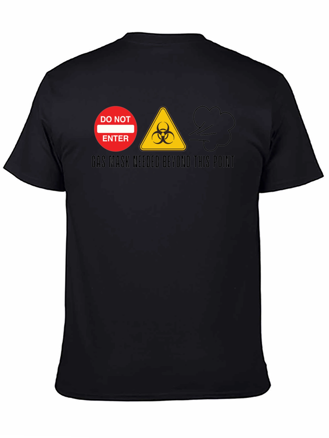 Black Gas Mask Needed T-Shirt - Biohazard Novelty Tee view 4