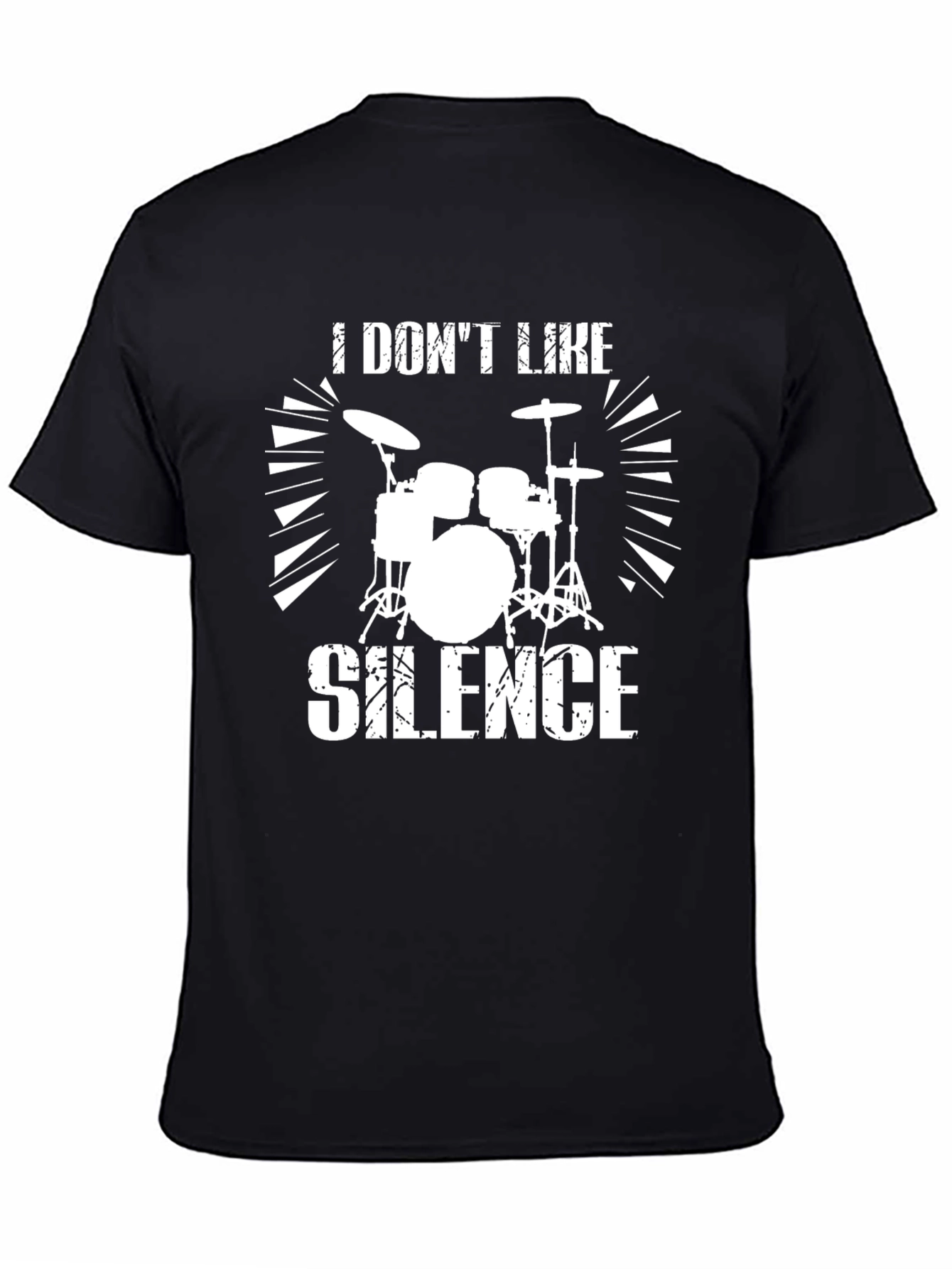 Black I Don't Like Silence Drum Kit Graphic Tee view 4