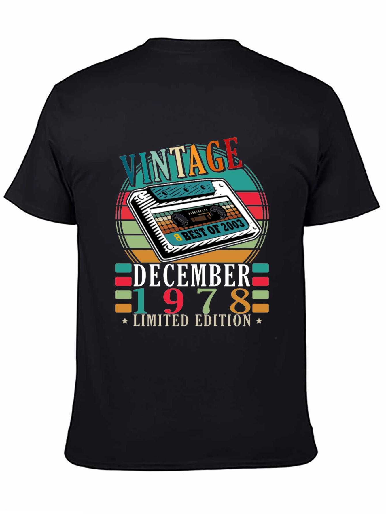 Black Vintage December 1978 Limited Edition Cassette T-Shirt view 4