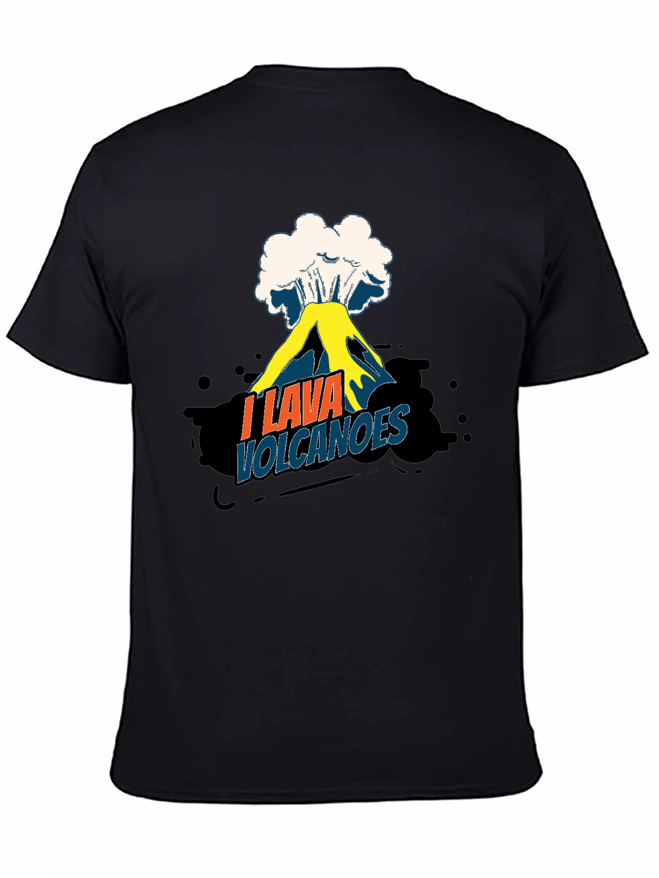 Black I Lava Volcanoes Funny Graphic Tee Shirt view 4