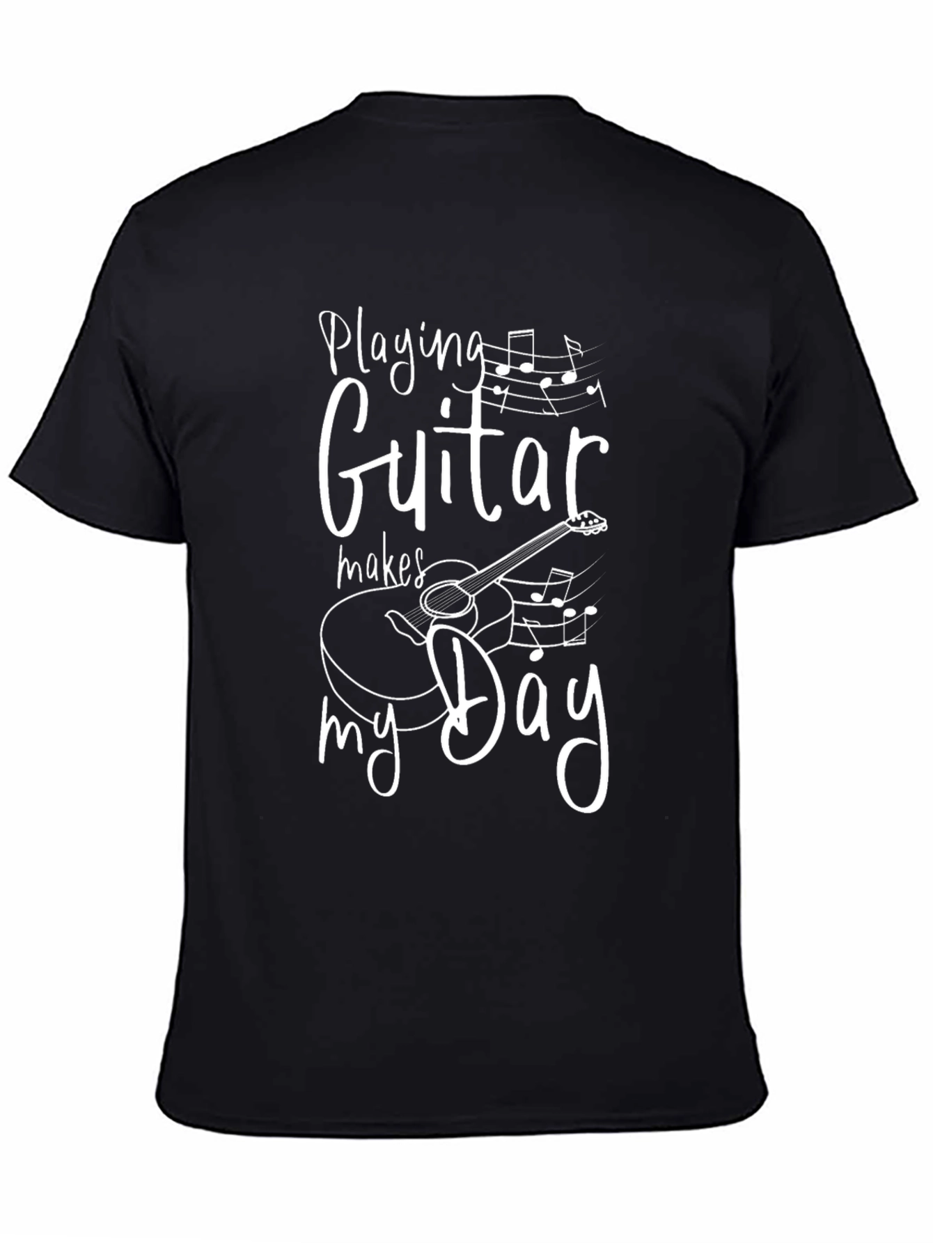 Black Guitar Makes My Day T-Shirt, Music Lover Tee view 4