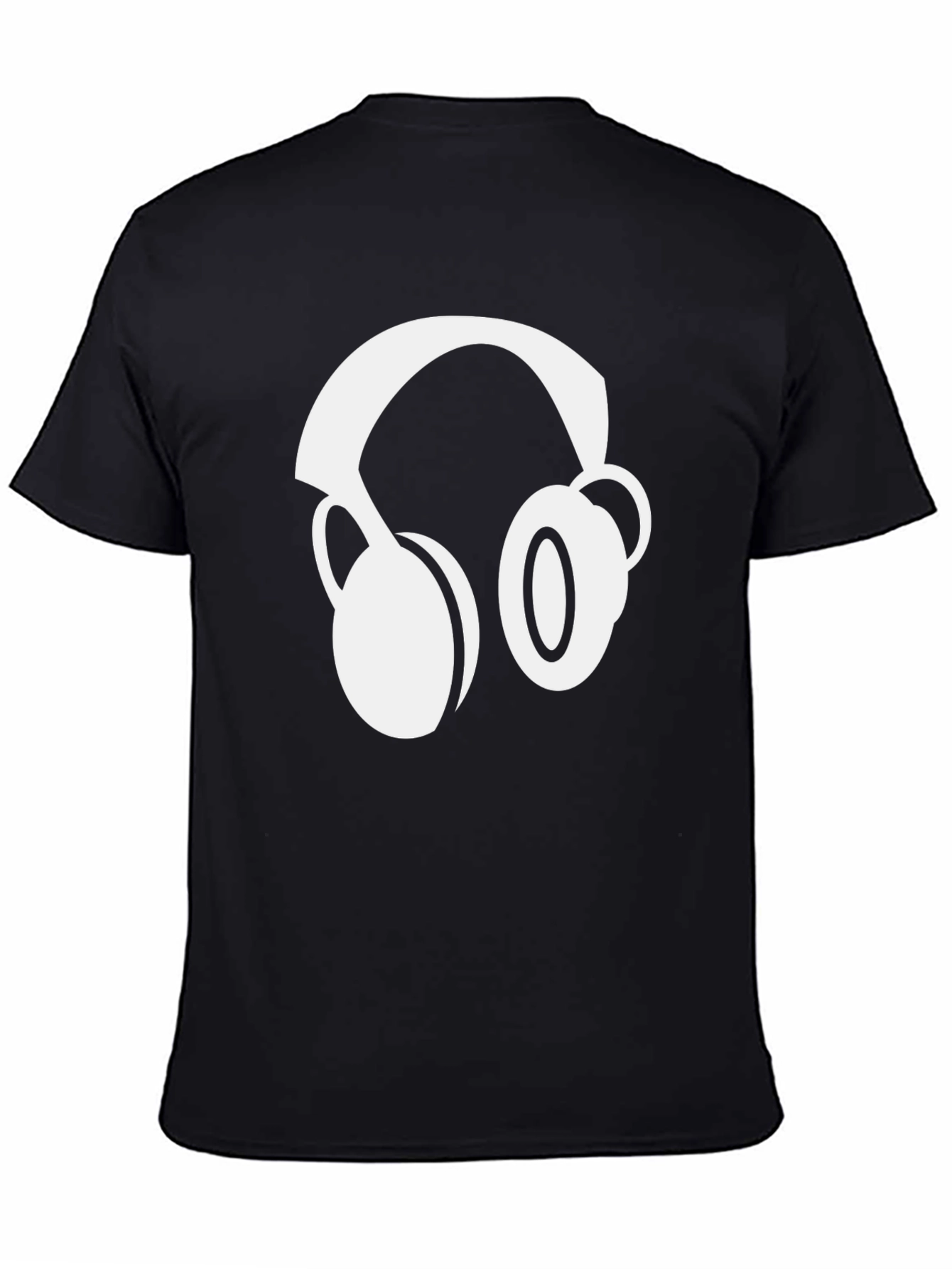 Black Black T-Shirt with Headphone Graphic view 4