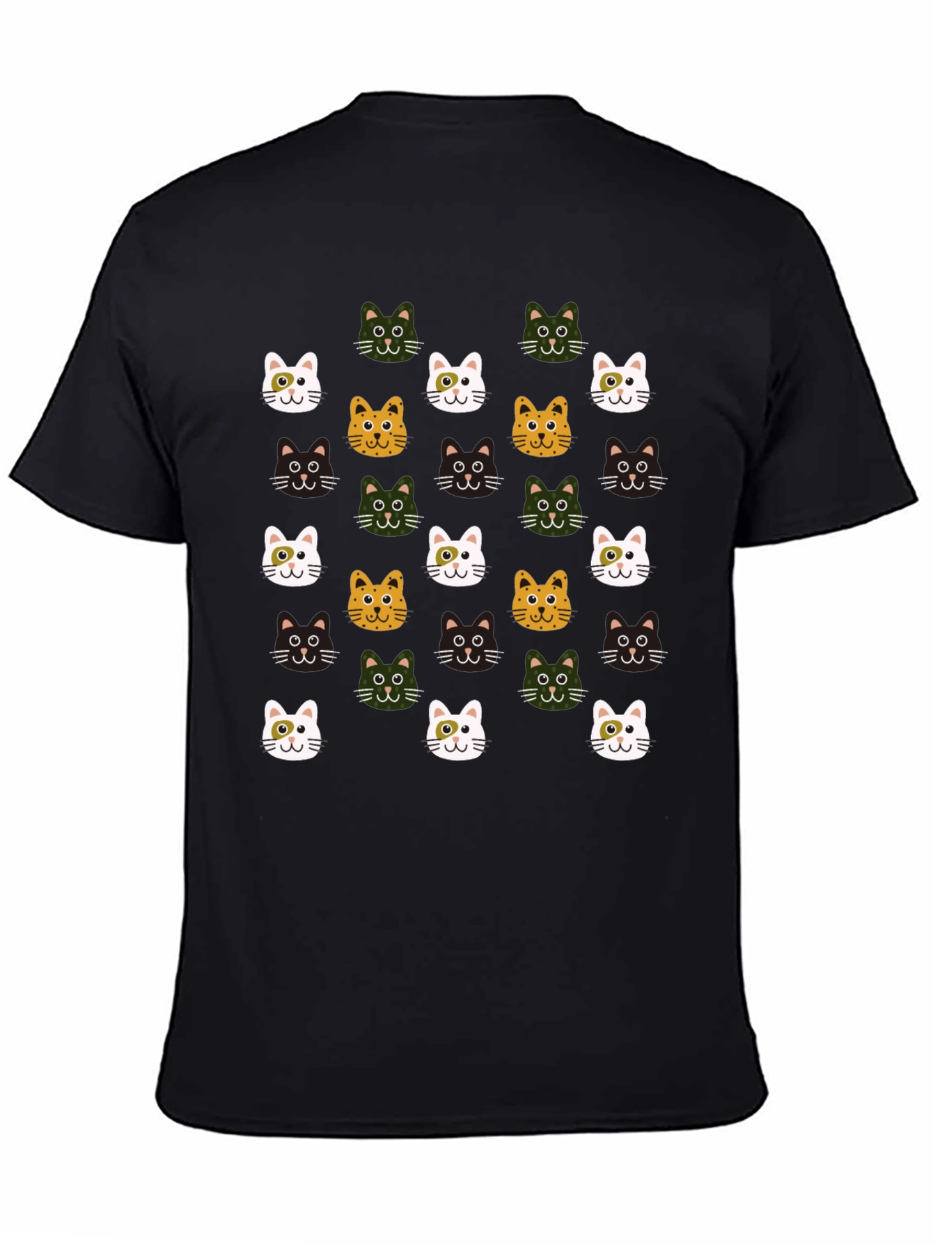 Black Cat Faces Pattern T-Shirt - Cute & Stylish view 4