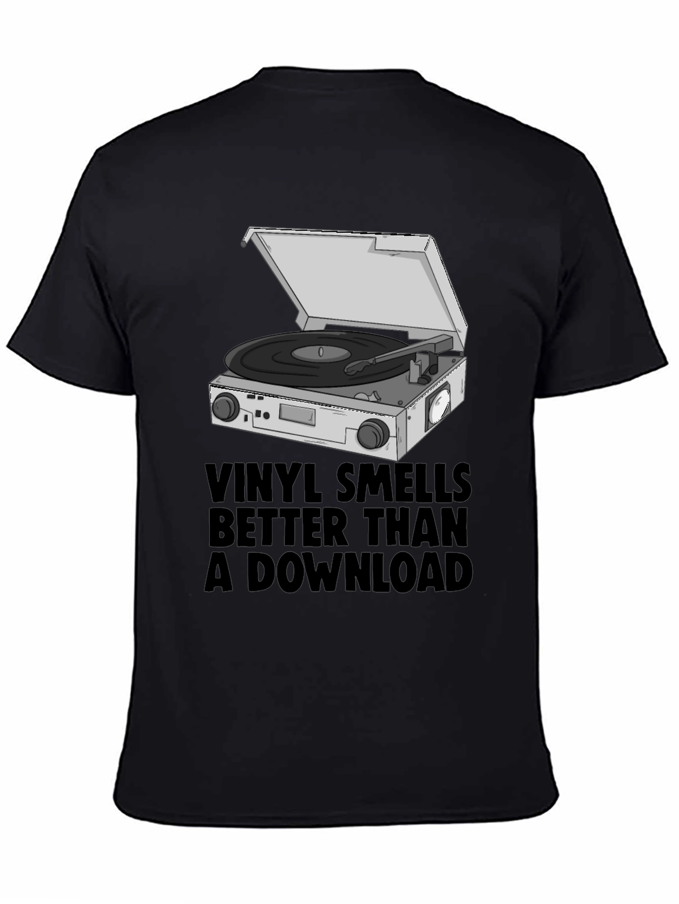 Black Vinyl Smells Better T-Shirt view 4