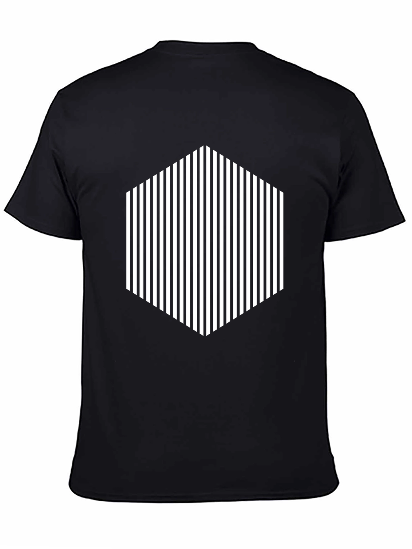Black Striped Hexagon Graphic Tee - Modern Style view 4