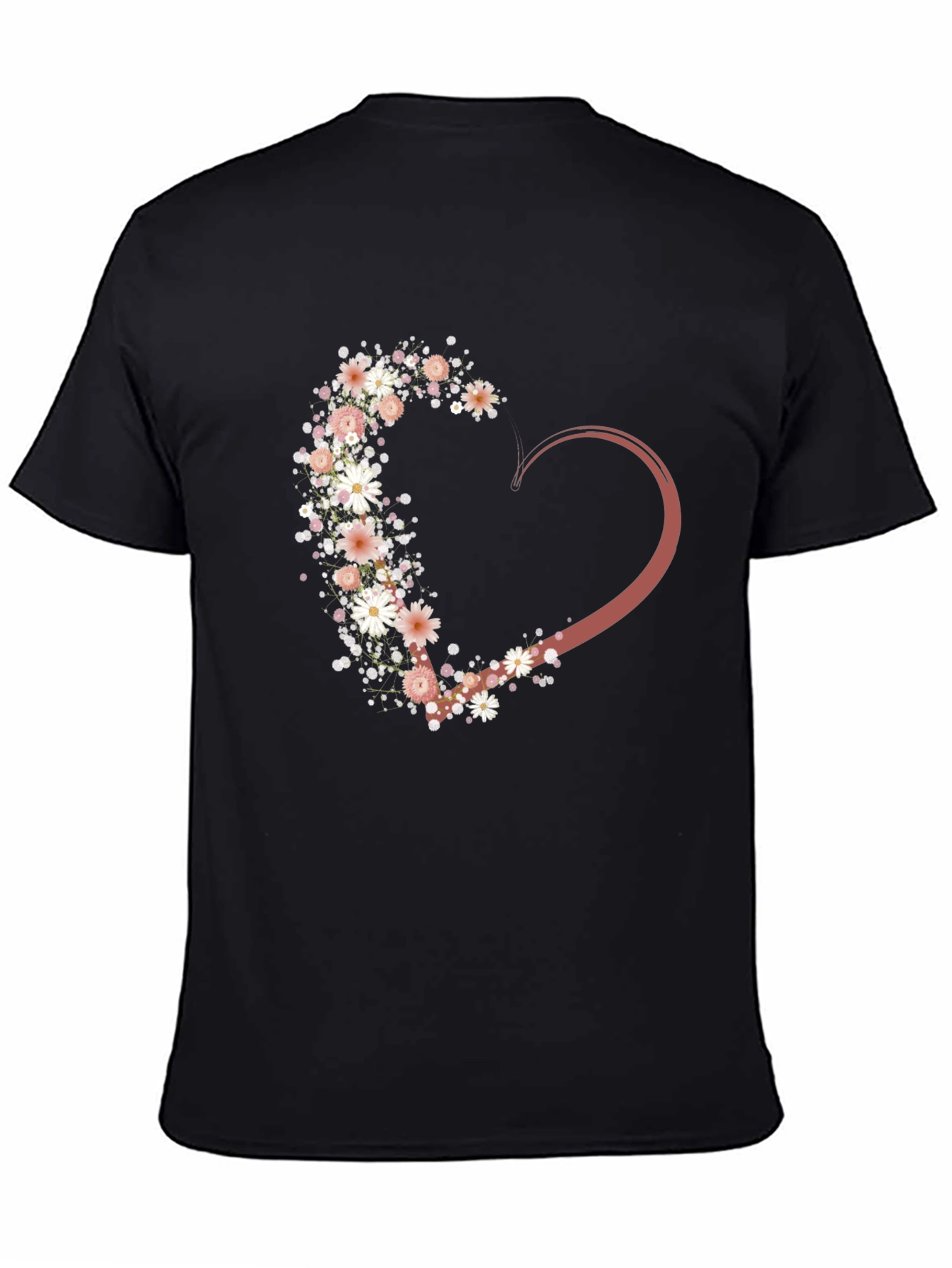 Black Floral Heart Graphic Tee - Stylish Casual Wear view 4
