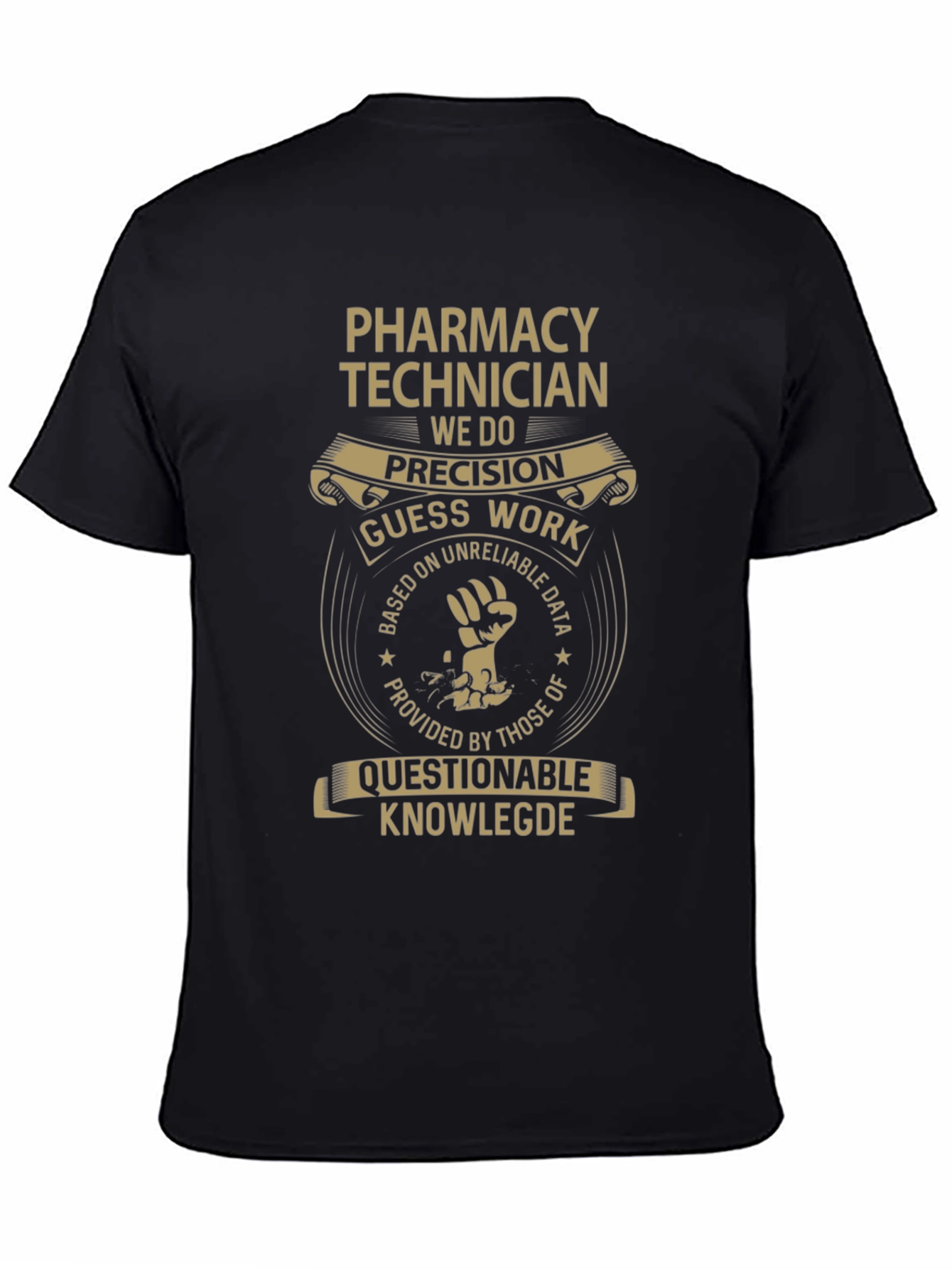Black Pharmacy Technician Graphic T-Shirt - Precision & Humor view 4