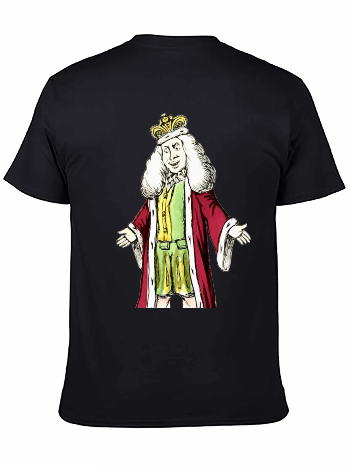 Black King Cartoon Graphic T-Shirt - Black Cotton Tee view 4