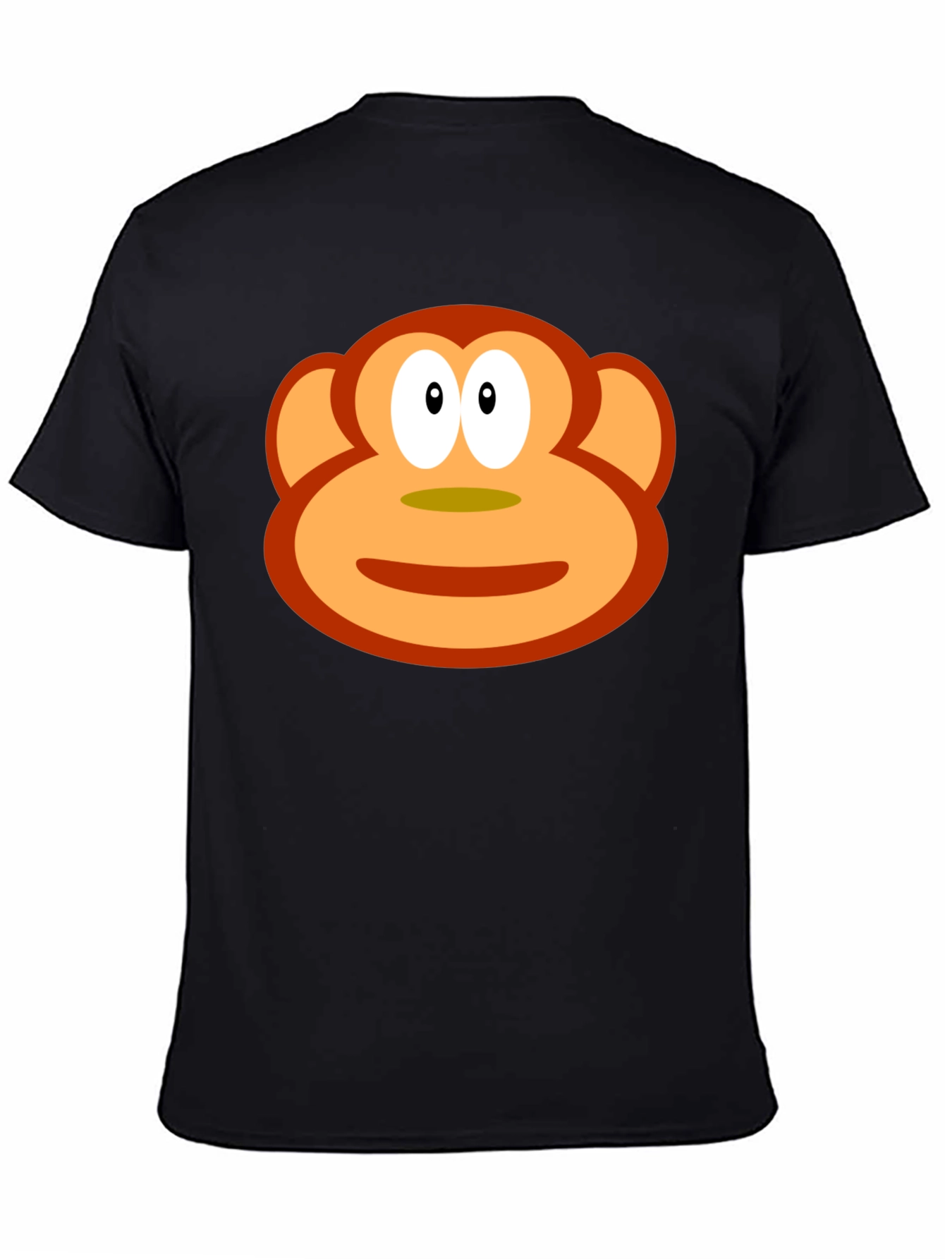 Black Funny Monkey Face Graphic Black T-Shirt view 4