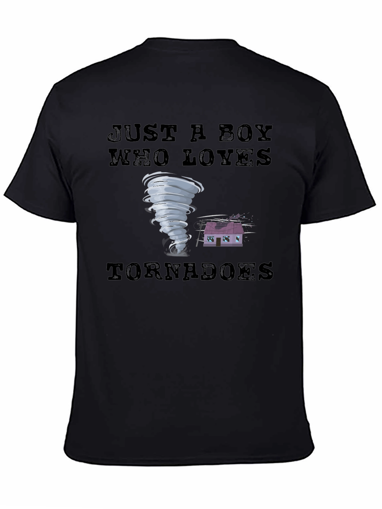 Black Just a Boy Who Loves Tornadoes T-Shirt view 4