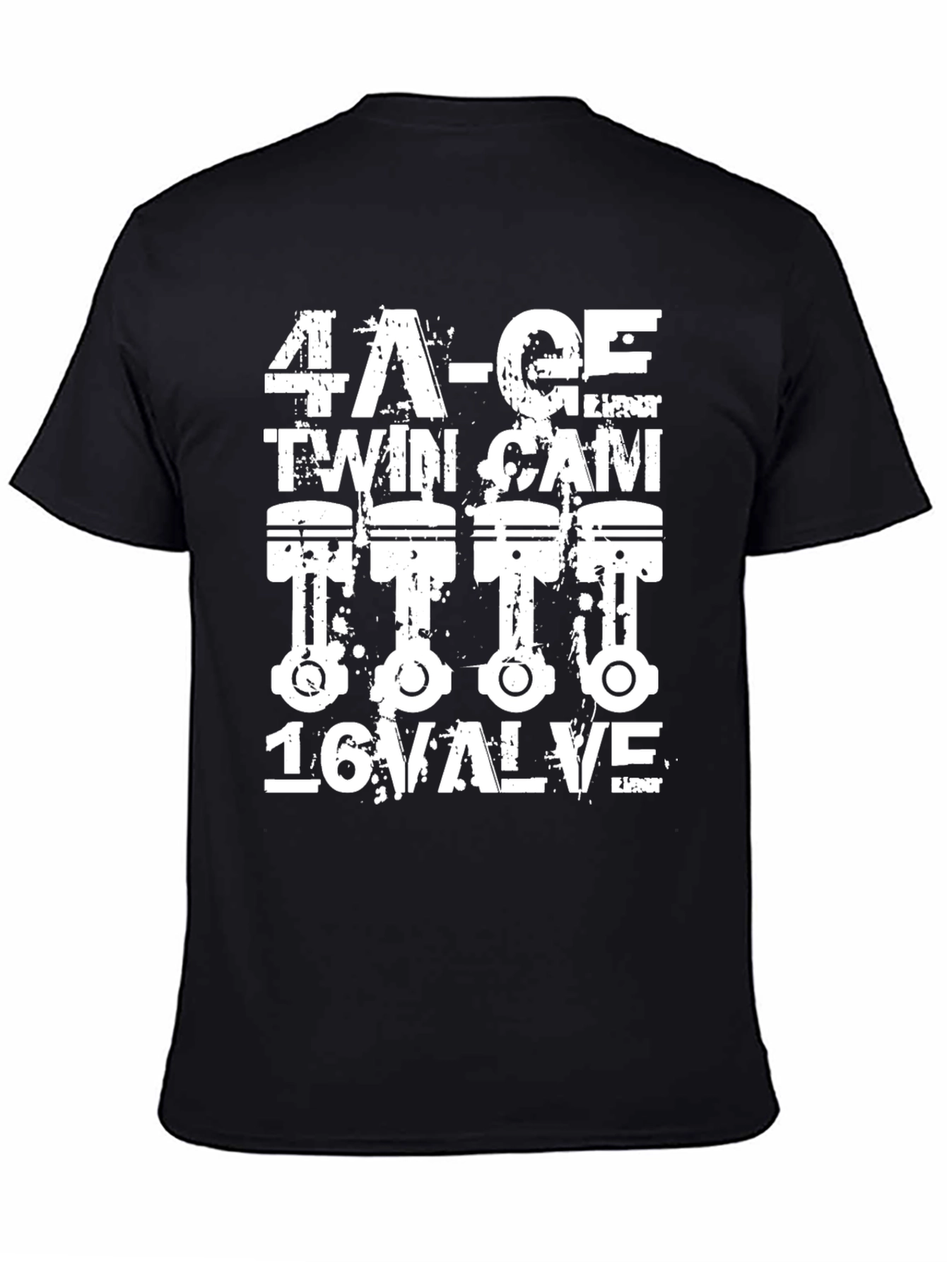 Black 4A-GE Twin Cam 16 Valve Engine T-Shirt view 4