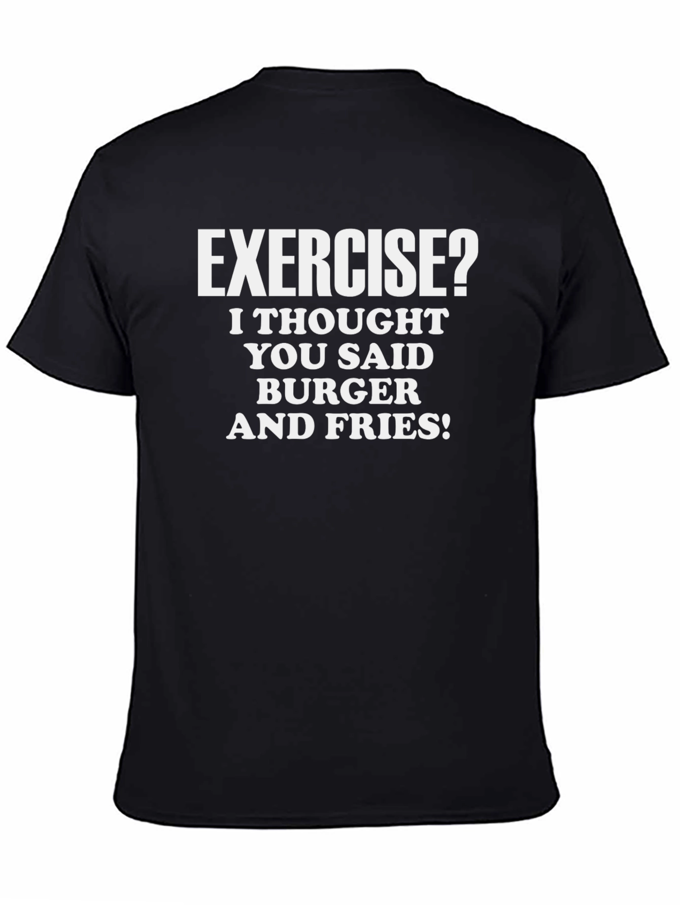 Black Funny Exercise Burger and Fries Graphic Tee view 4